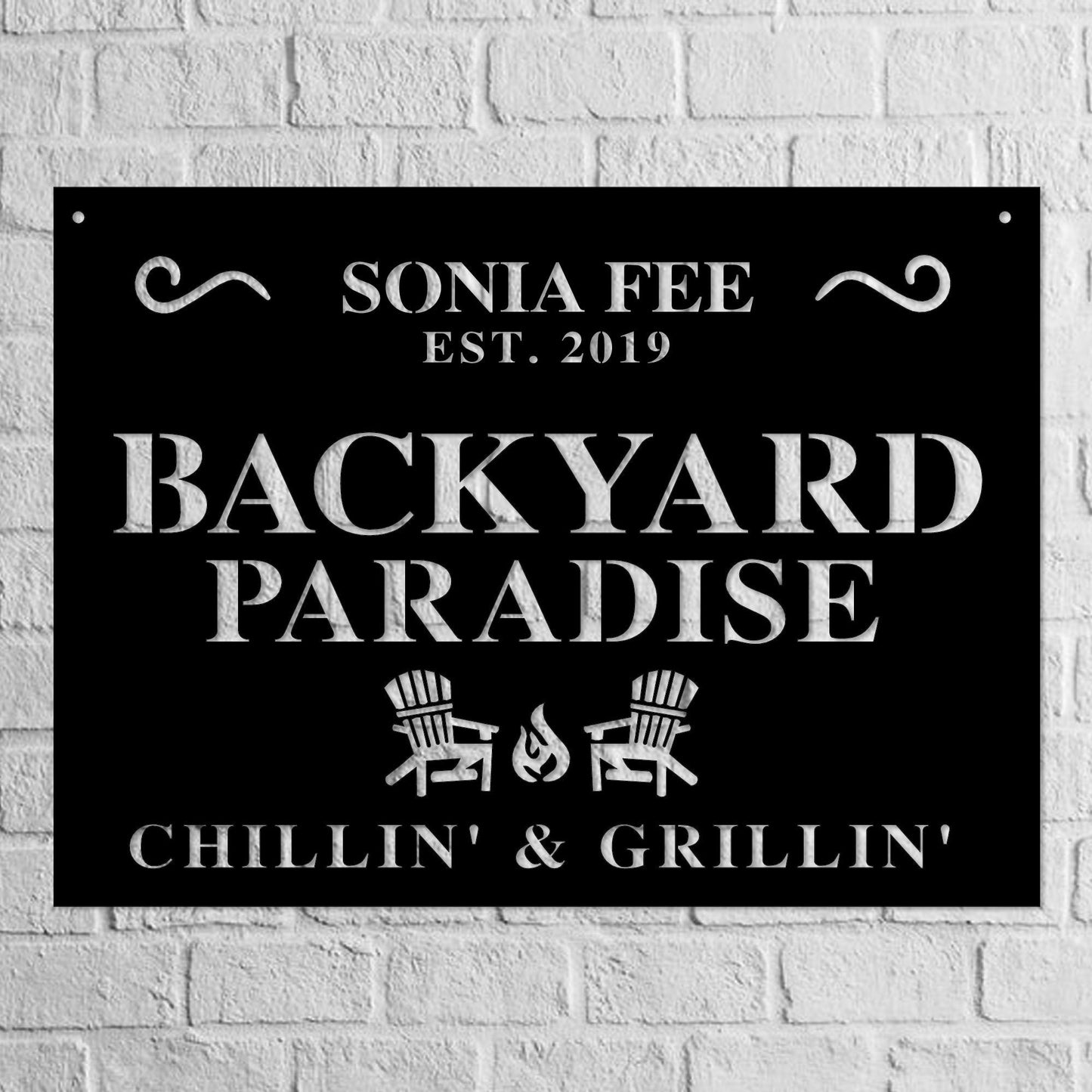 Backyard Paradise CustomMetal Wall Sign, Personalized Backyard Sign, Custom Barbeque Metal Sign, Unique BBQ Metal Name Sign, Christmas Gift