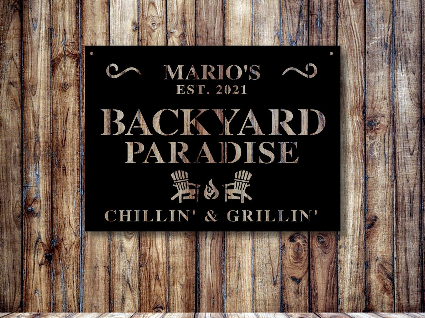Backyard Paradise CustomMetal Wall Sign, Personalized Backyard Sign, Custom Barbeque Metal Sign, Unique BBQ Metal Name Sign, Christmas Gift
