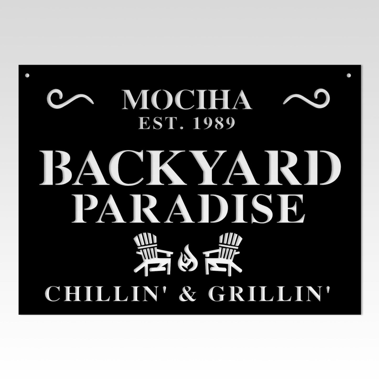 Backyard Paradise CustomMetal Wall Sign, Personalized Backyard Sign, Custom Barbeque Metal Sign, Unique BBQ Metal Name Sign, Christmas Gift