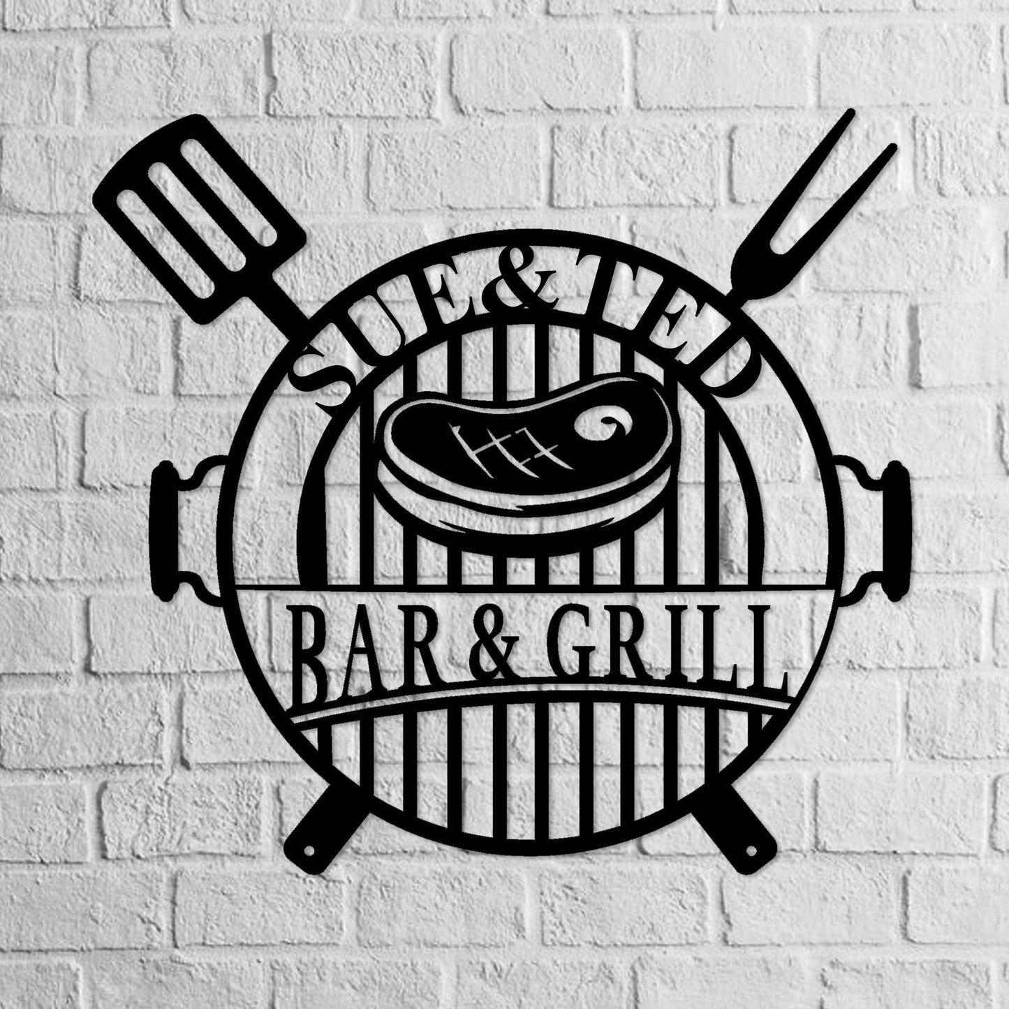 Personalized Metal BBQ and Grill Name Sign, Backyard Garden Name Sign, Pub Lovers Gift, Best Anniversary Gift, Gift For Family, Bar Sign
