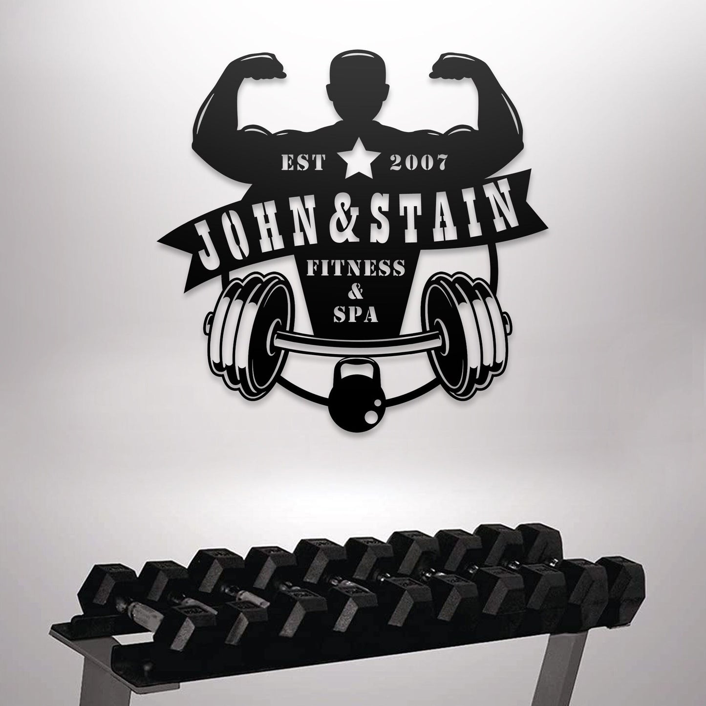Personalized Gym Sign, Custom Black Metal Sign, Fitness Sign, Custom Sports Wall Decor, Gym Decor, Christmas Gift, Established Sign
