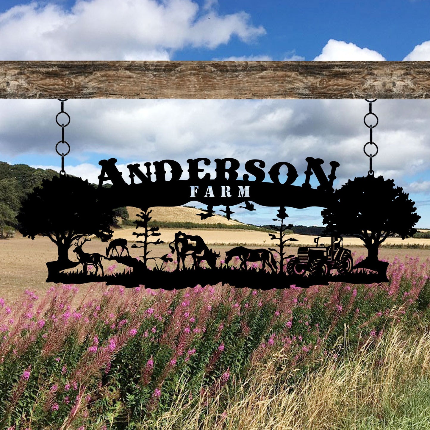 Personalized Metal Farmhouse Name Sign, Custom Metal Ranch House Name Sign, Porch Metal Wall Art, Unique Birthday Gift, Christmas Gift