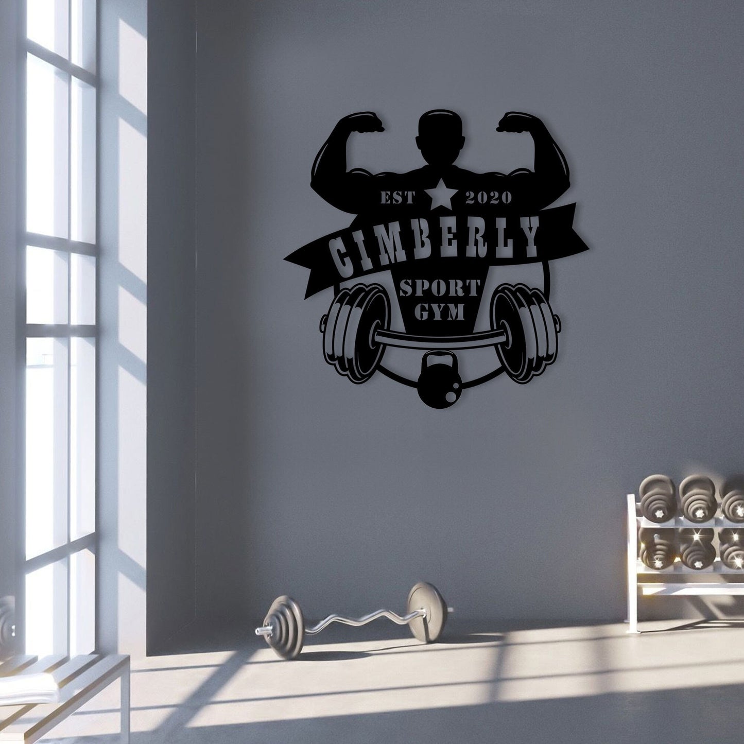Personalized Gym Sign, Custom Black Metal Sign, Fitness Sign, Custom Sports Wall Decor, Gym Decor, Christmas Gift, Established Sign