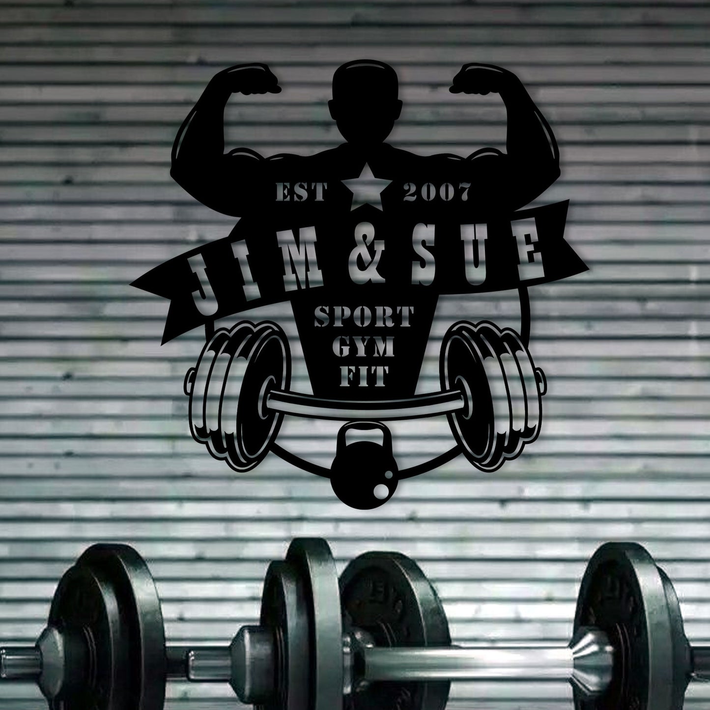 Personalized Gym Sign, Custom Black Metal Sign, Fitness Sign, Custom Sports Wall Decor, Gym Decor, Christmas Gift, Established Sign