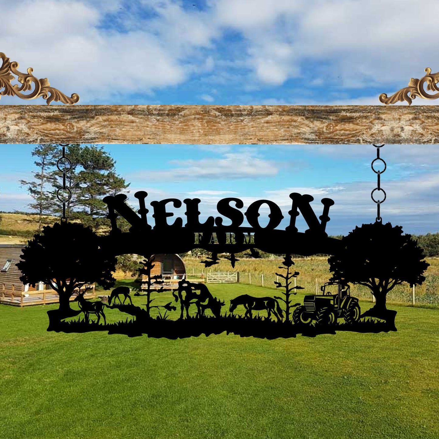 Personalized Metal Farmhouse Name Sign, Custom Metal Ranch House Name Sign, Porch Metal Wall Art, Unique Birthday Gift, Christmas Gift