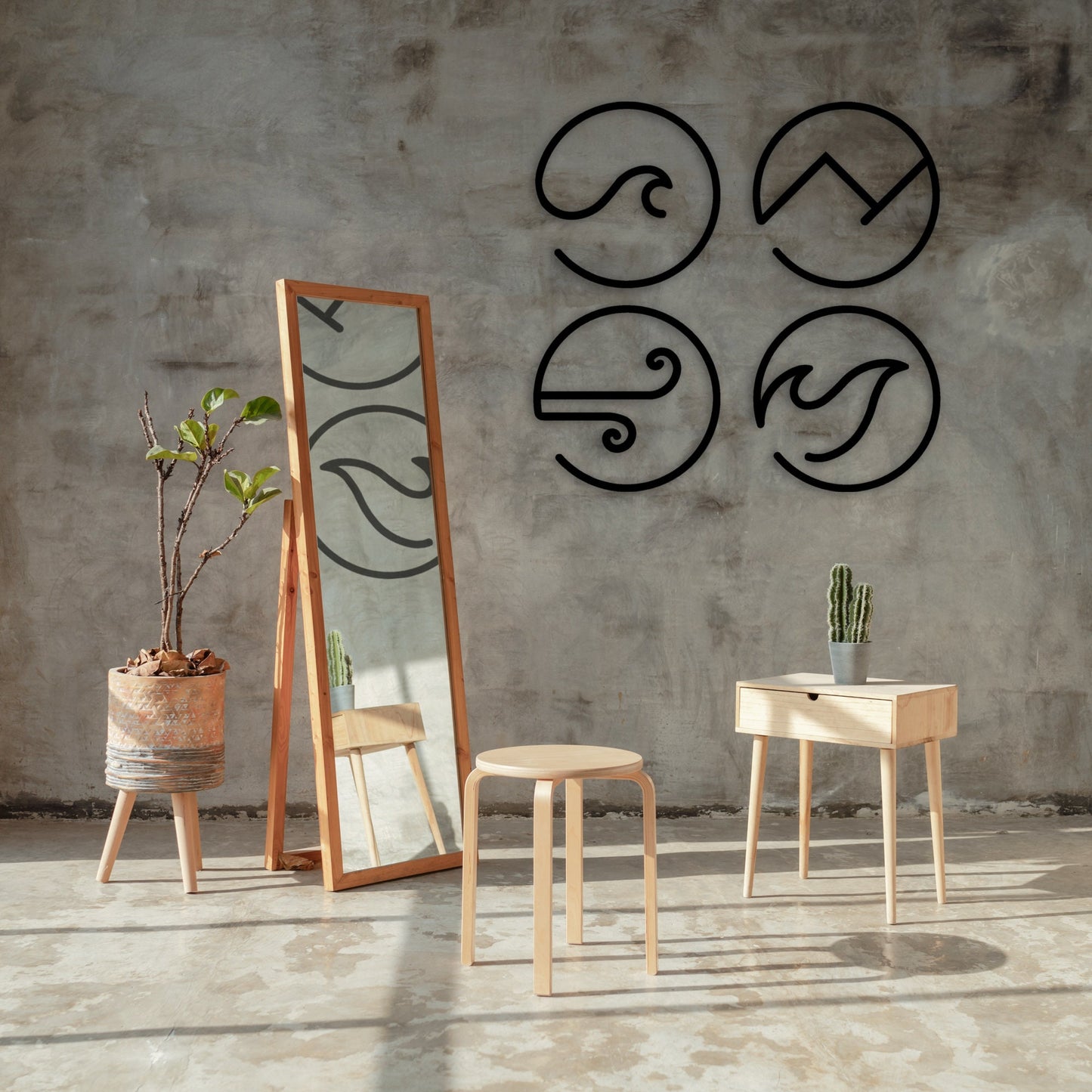 Four Elements Metal Wall Art, Yogo Room Metal Decor, Unique Birthday Gift, Headboard Metal Wall Art, Christmas Gift, Home Garden Wall Art