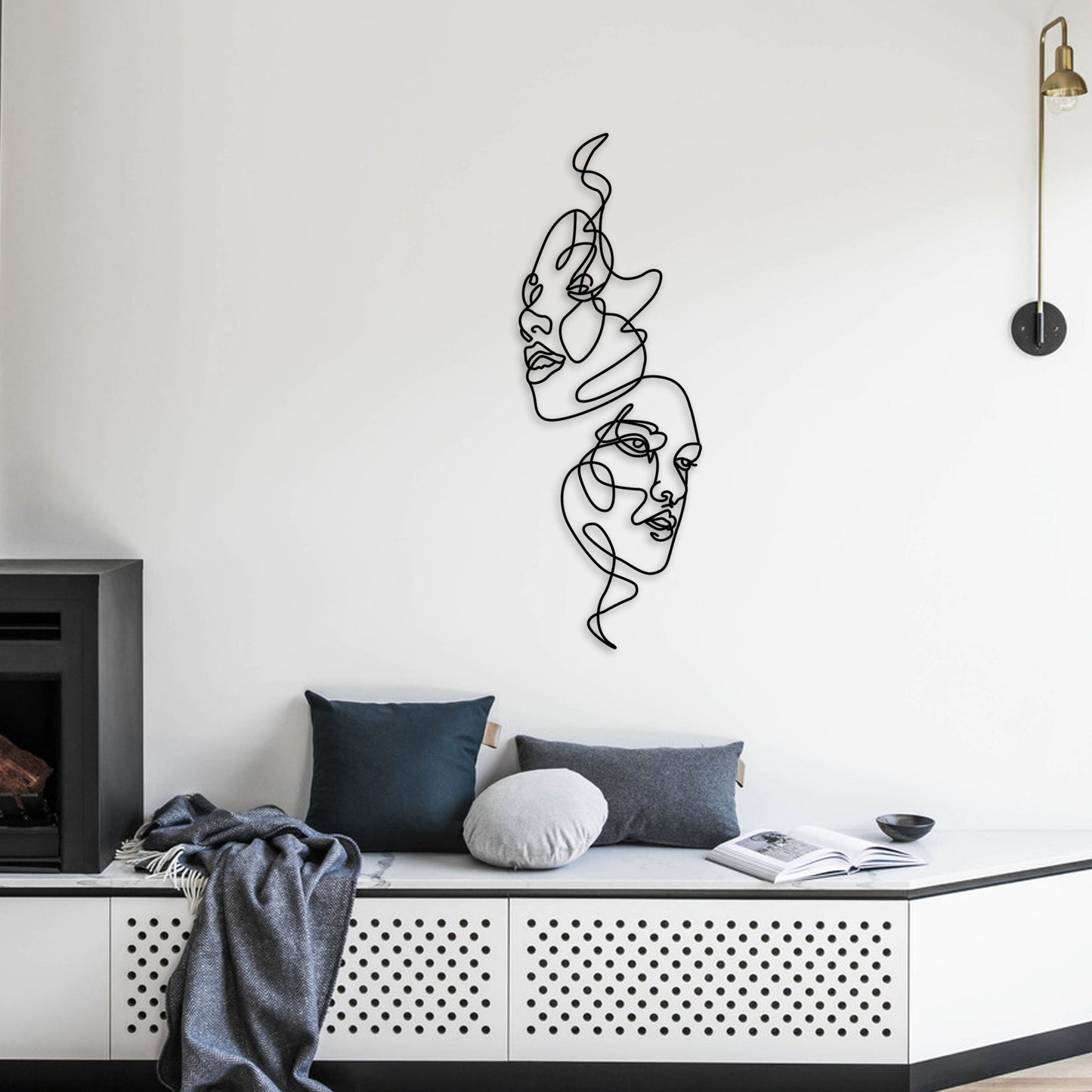 Woman Faces Metal Line Wall Art, Abstract Face Wire Wall Art, Bathroom Metal Wall Art, Unique Birthday Gift, Bestseller Gift, Christmas Gift