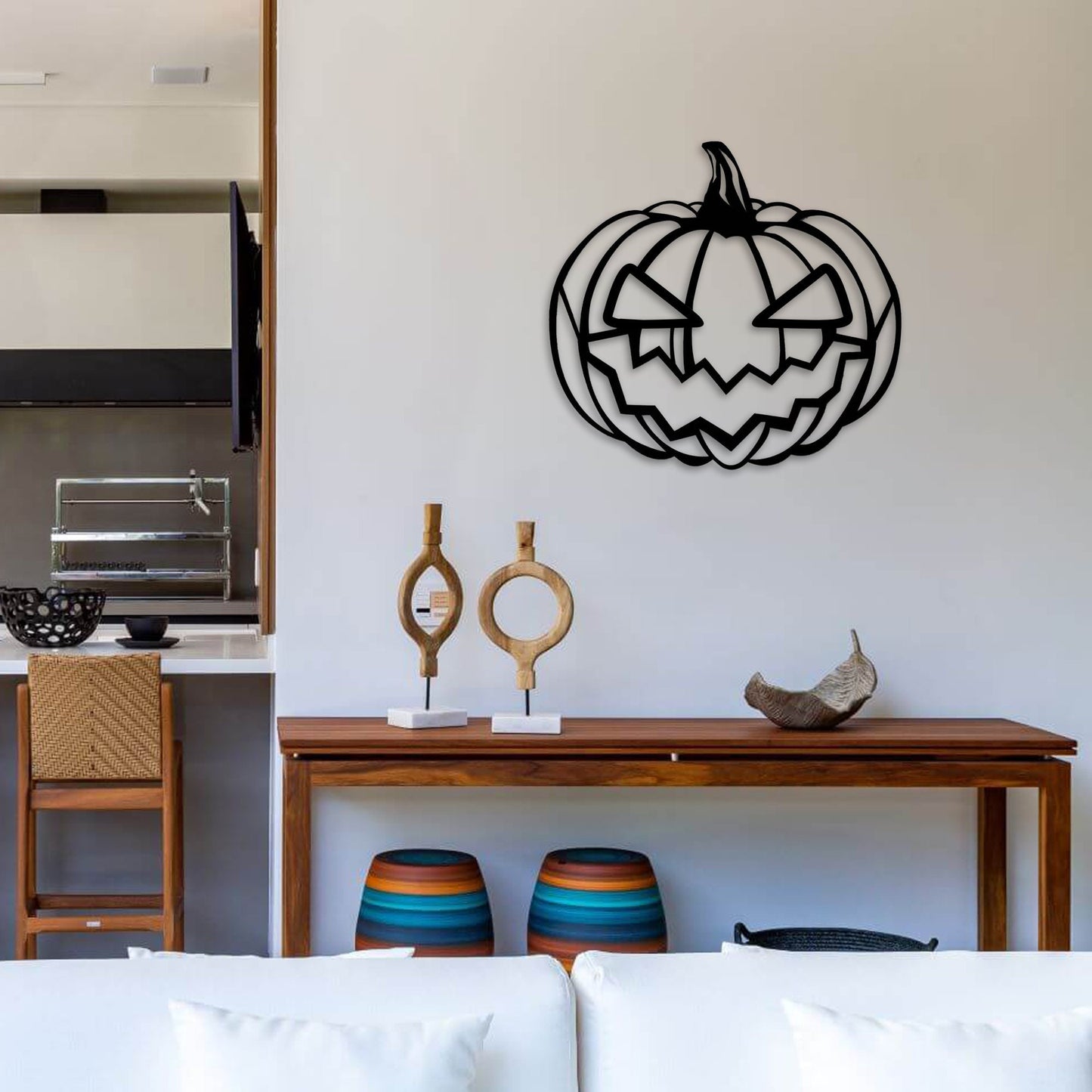 Creepy Pumpkin Metal Wall Art, Happy Halloween Metal Wall Decor, Unique Halloween Metal Gift, Easy to Hang, Porch Metal Wall Art