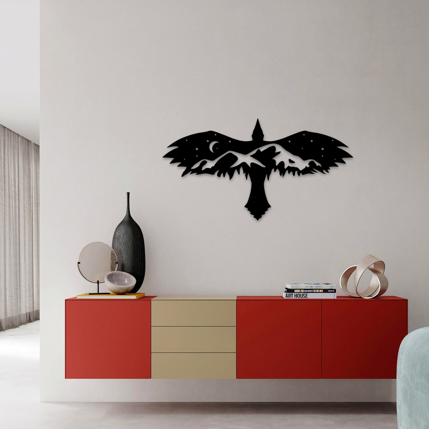 Black Eagle With Mountain Wall Art, Eagle Metal Wall Decor, Living Room Decor, Hill Metal Wall Art, Eagle Metal Wall Art, Mountain Decor