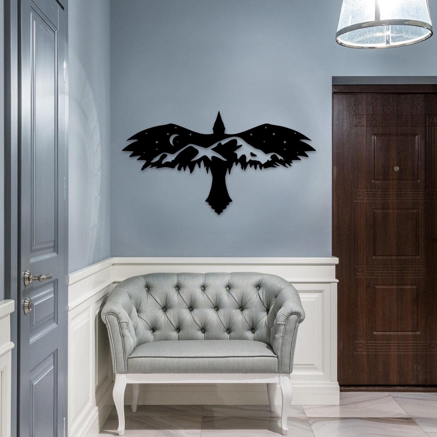 Black Eagle With Mountain Wall Art, Eagle Metal Wall Decor, Living Room Decor, Hill Metal Wall Art, Eagle Metal Wall Art, Mountain Decor