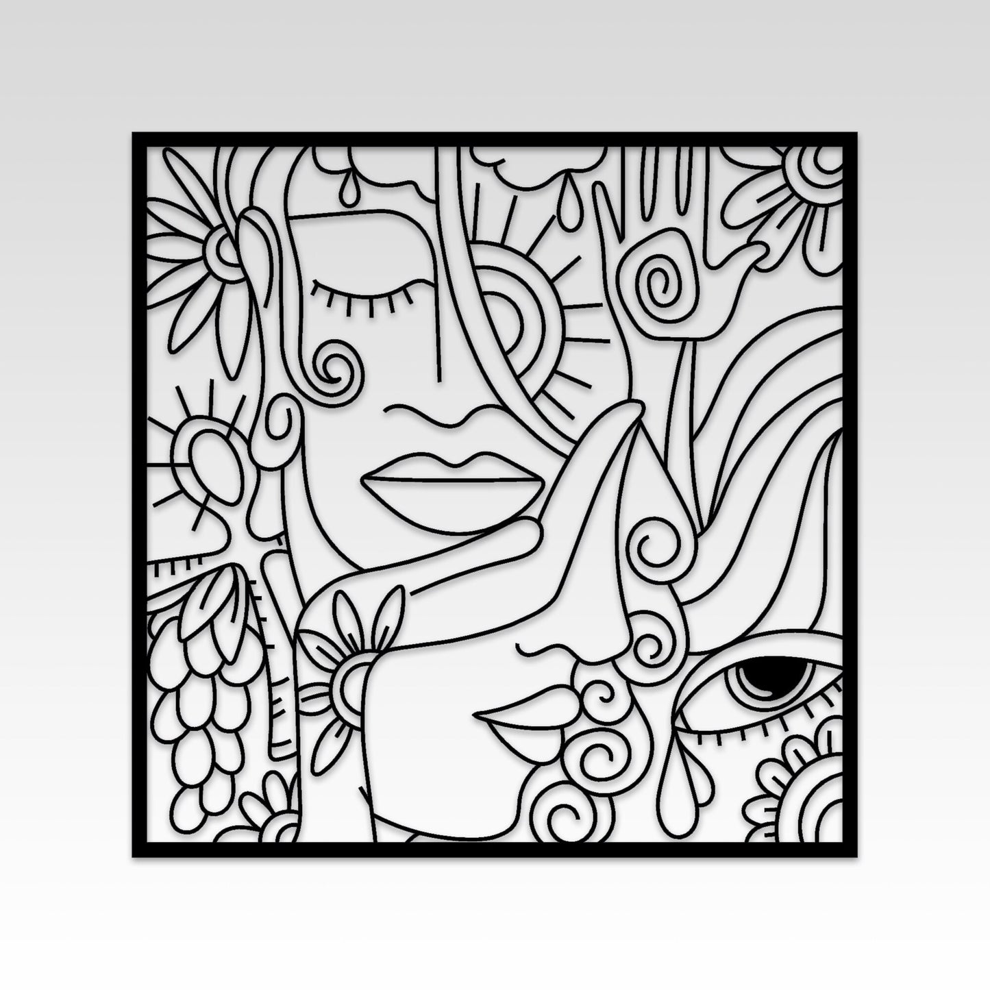 Hair Salon Wall Decor, Picasso Style Woman Metal Line Wall Art, Abstract Metal Line Art, Unique Birthday Gift, Valentine's Day Gift