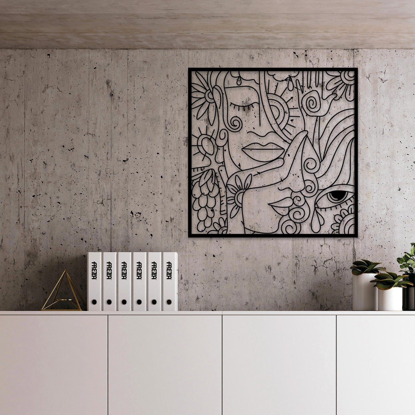 Hair Salon Wall Decor, Picasso Style Woman Metal Line Wall Art, Abstract Metal Line Art, Unique Birthday Gift, Valentine's Day Gift