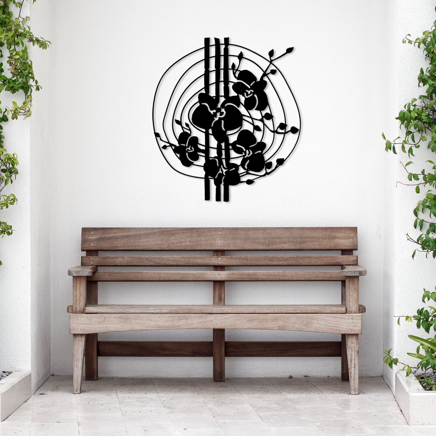 Geometric Flovers Metal Line Wall Art, Headboard Metal Wall Decor, Porch Metal Wall Art, Birthday Gift, Housewarming, Valentines Day Gift