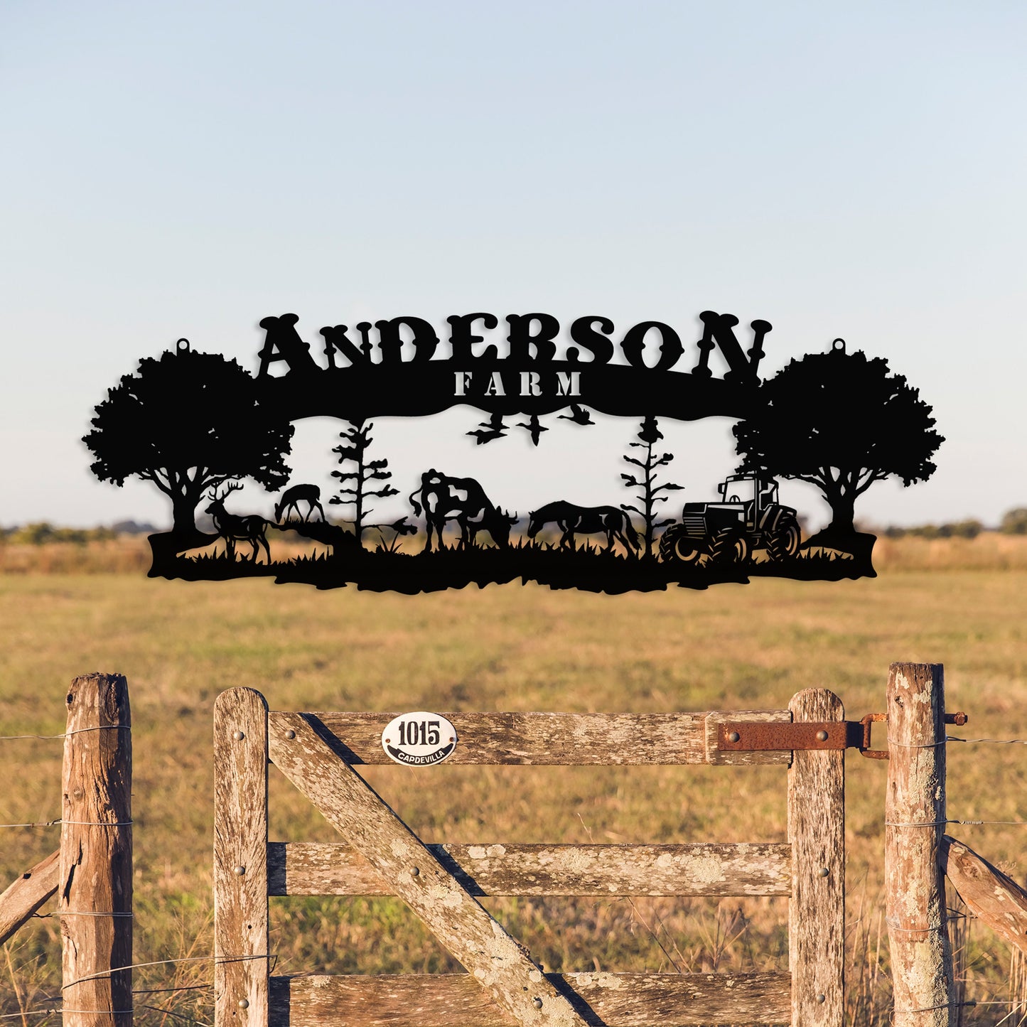 Personalized Metal Farmhouse Name Sign, Custom Metal Ranch House Name Sign, Porch Metal Wall Art, Unique Birthday Gift, Christmas Gift