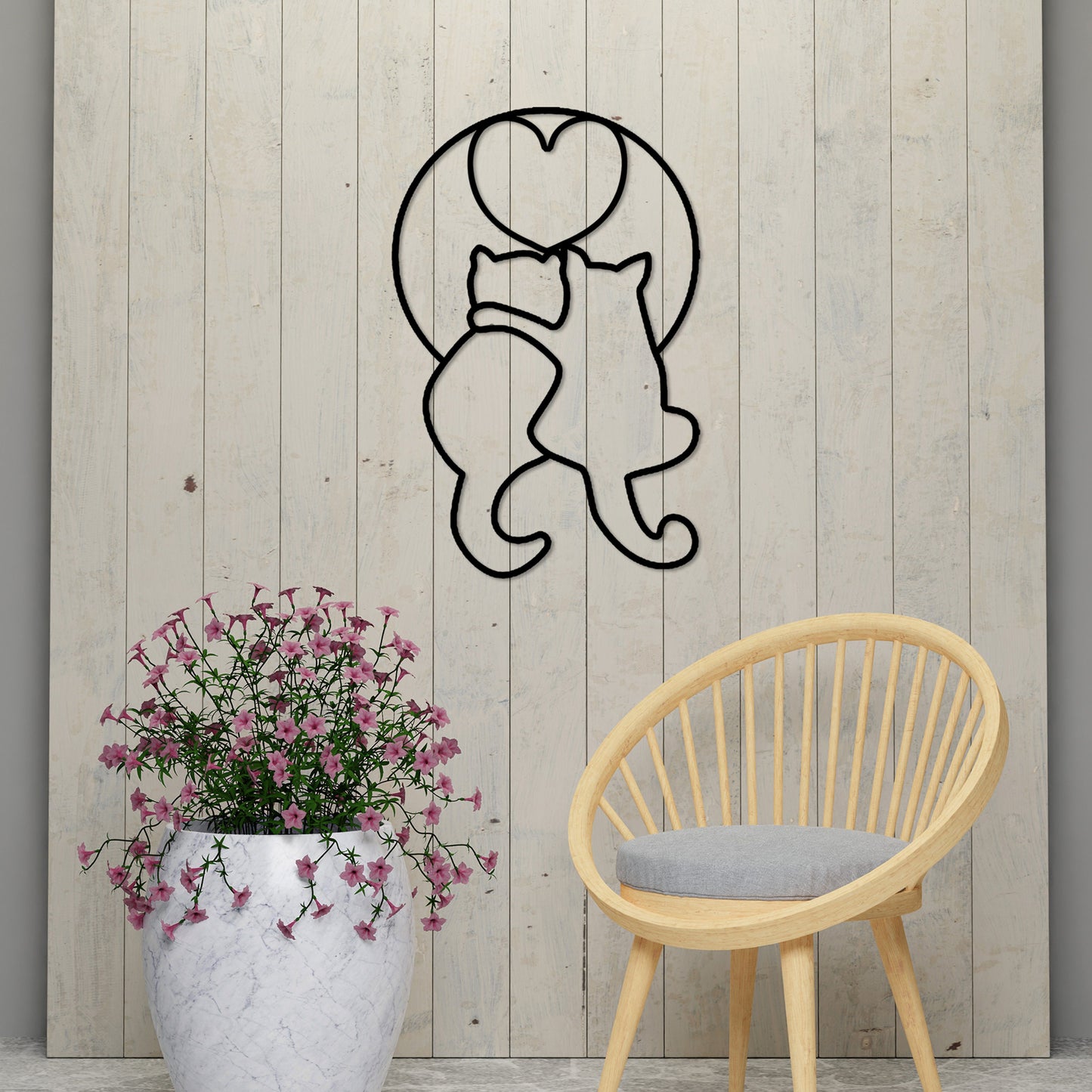 Cat Metal Line Wall Art, Cat Metal Wall Decor, Cat Lovers Wire Wall Art, Cat Lovers Unique Gift, Valentine's Day Gift, National Pet Day Gift
