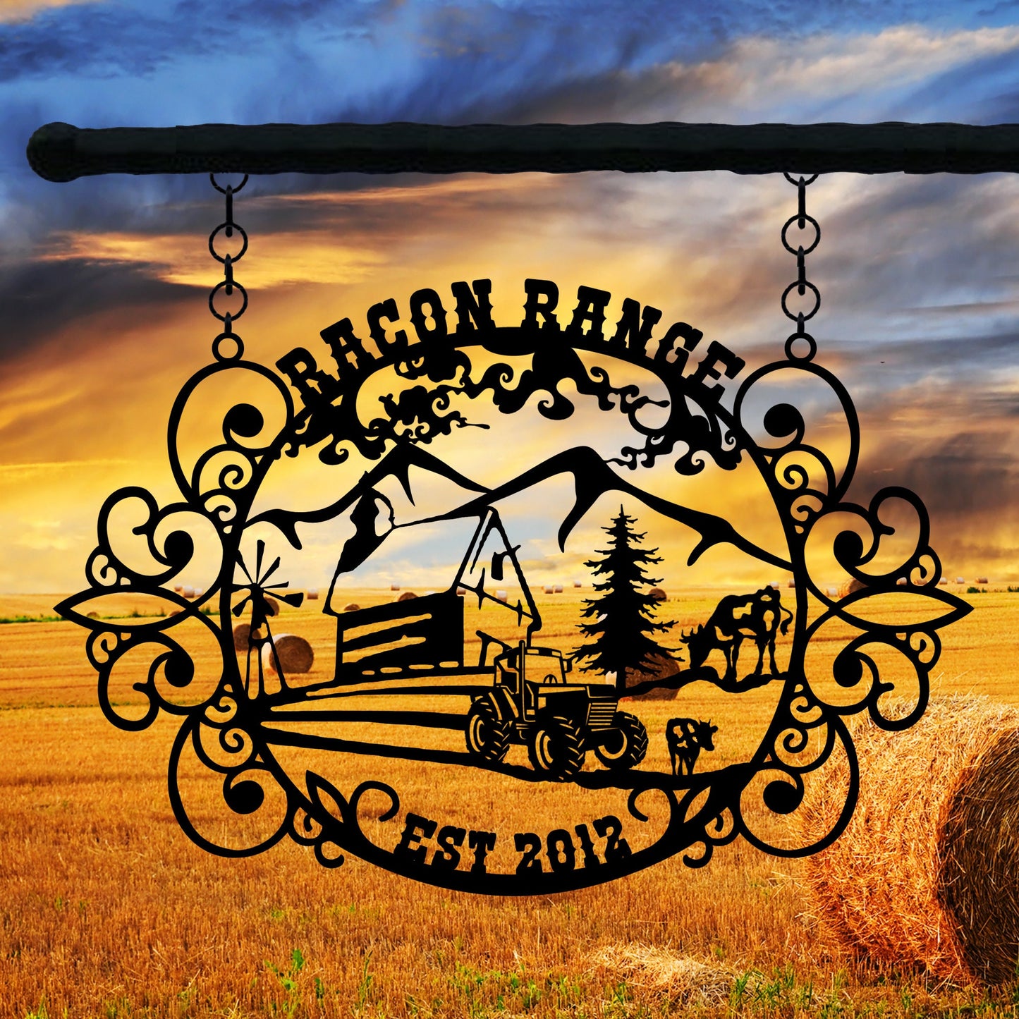 Customize Ranch Metal Family Name Sign, Personalized Metal Garden Sign, Custom Porch Metal Sign, Gift for Family Name, Valentines Day Gift