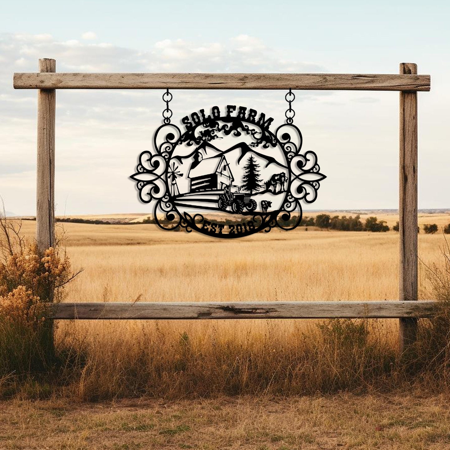 Customize Ranch Metal Family Name Sign, Personalized Metal Garden Sign, Custom Porch Metal Sign, Gift for Family Name, Valentines Day Gift