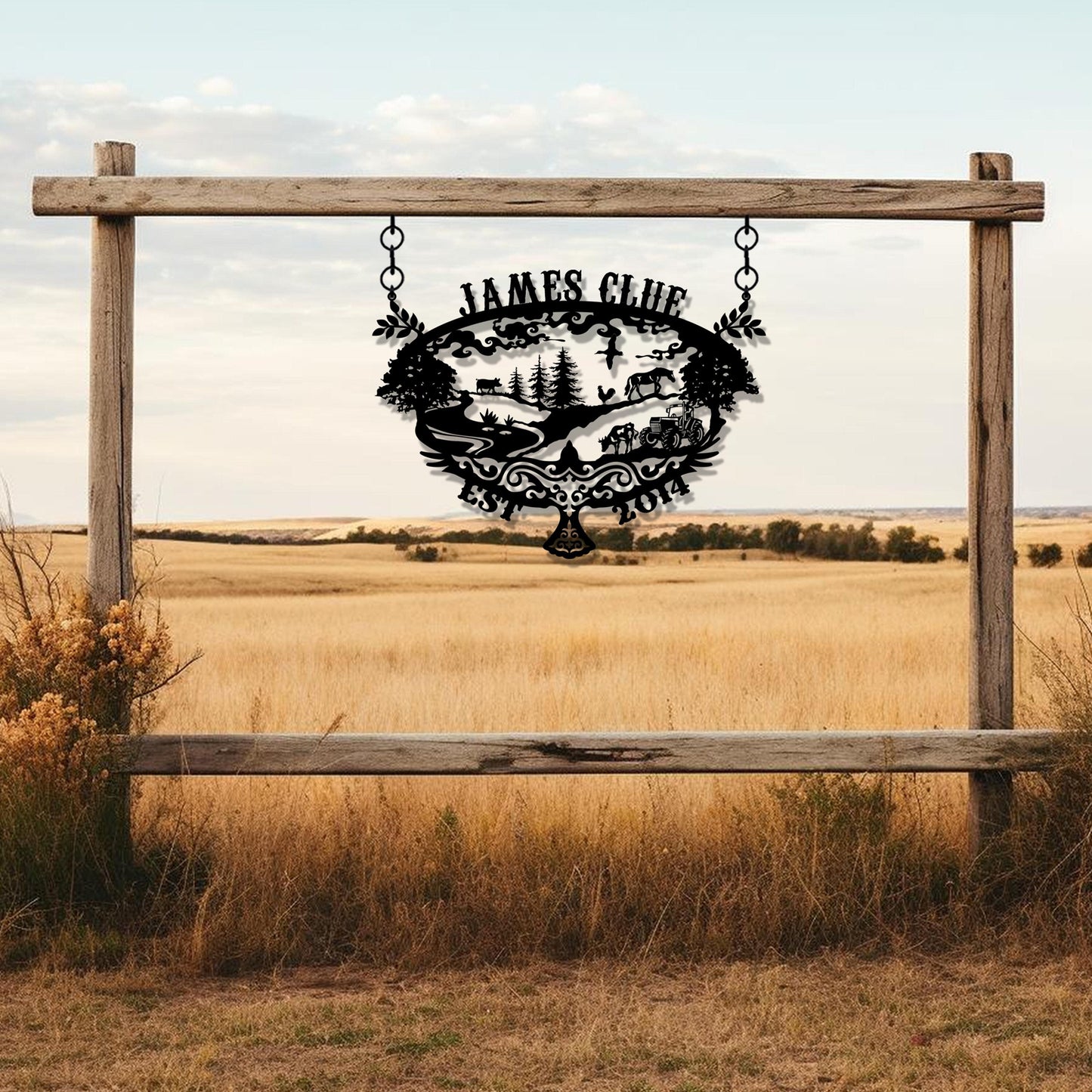 Custom Metal Farmhouse Sign, Custom Unique Family Gift, Personalized Ranch Metal Entry Wall Art, Ranch House Family Name Metal Sign