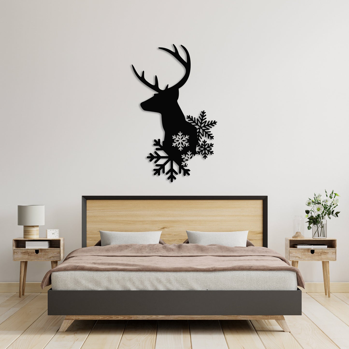 Deer and Snow Metal Wall Art, Deer Metal Wall Decor, Headboard Metal Wall Art, Porch Metal Wall Art, Gift for Her, National Pet Day Gift