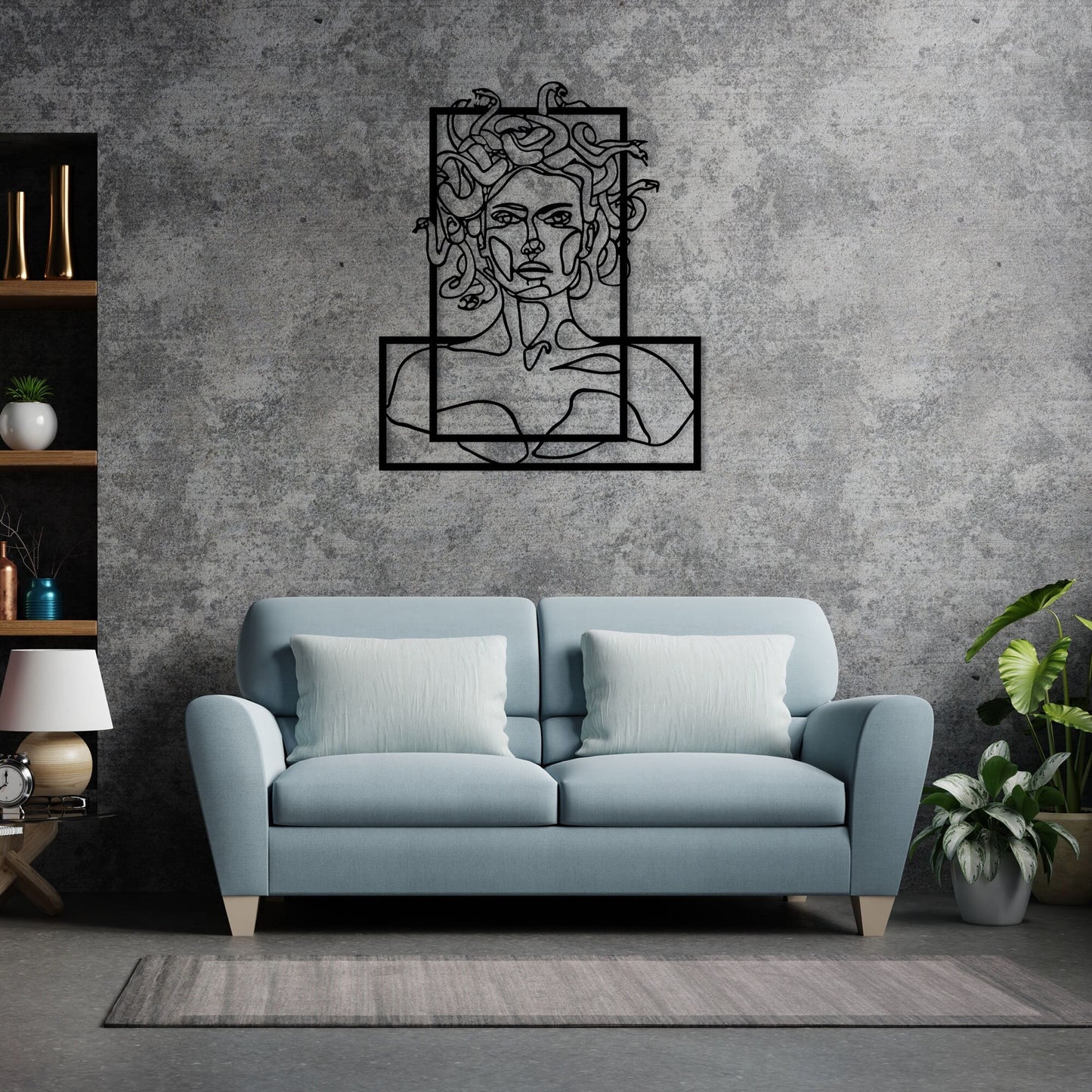 Metal Medusa Line Wall Art, Headboard Metal Wall Art, Mythology Greak Metal Wall Decor, Gift for Her, iconic Wall Art, Unique Birthday Gift