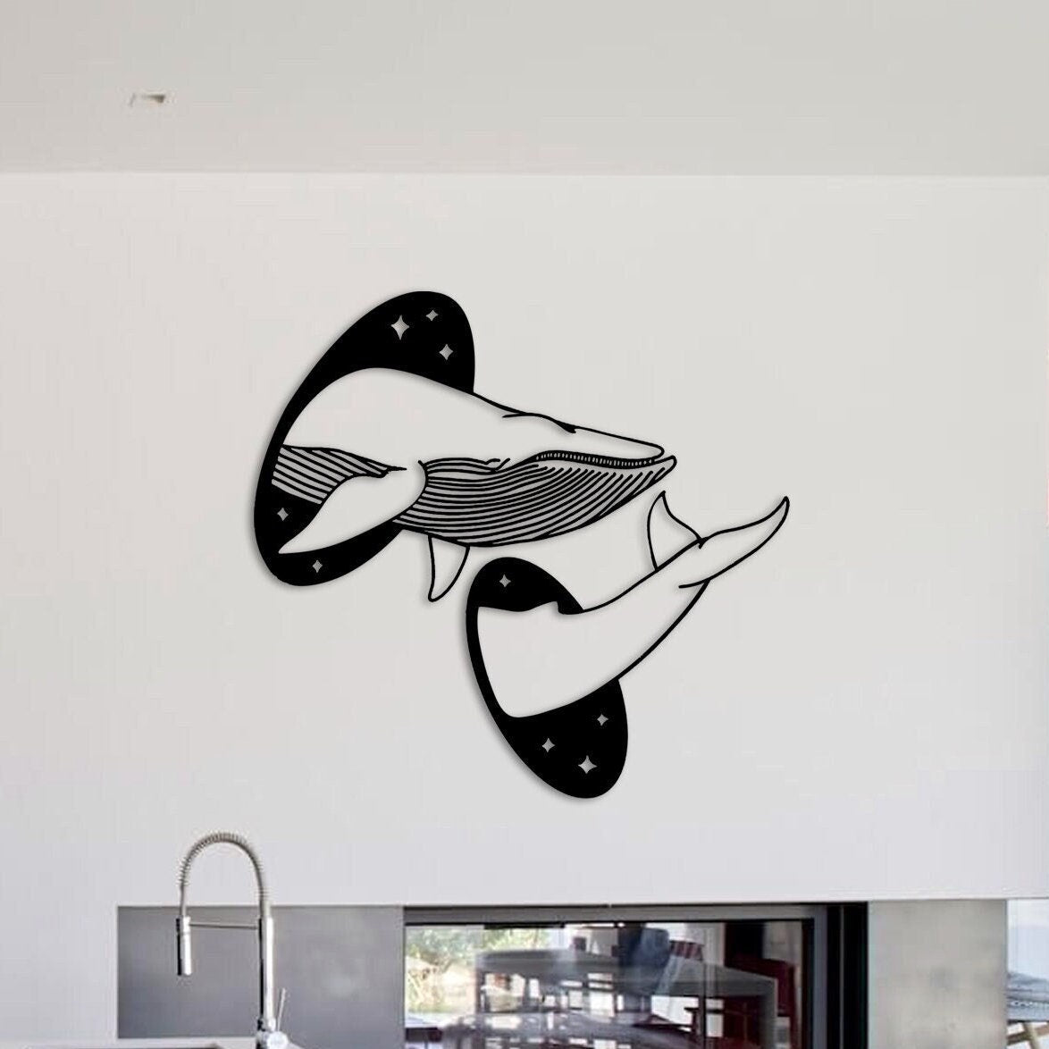 Whale Metal Wall Art, Modern Livingroom Wall Art, Wire Whale Wall Art, Wall Art With Ocean Theme, Nautical Metal Decor, Gift for Her