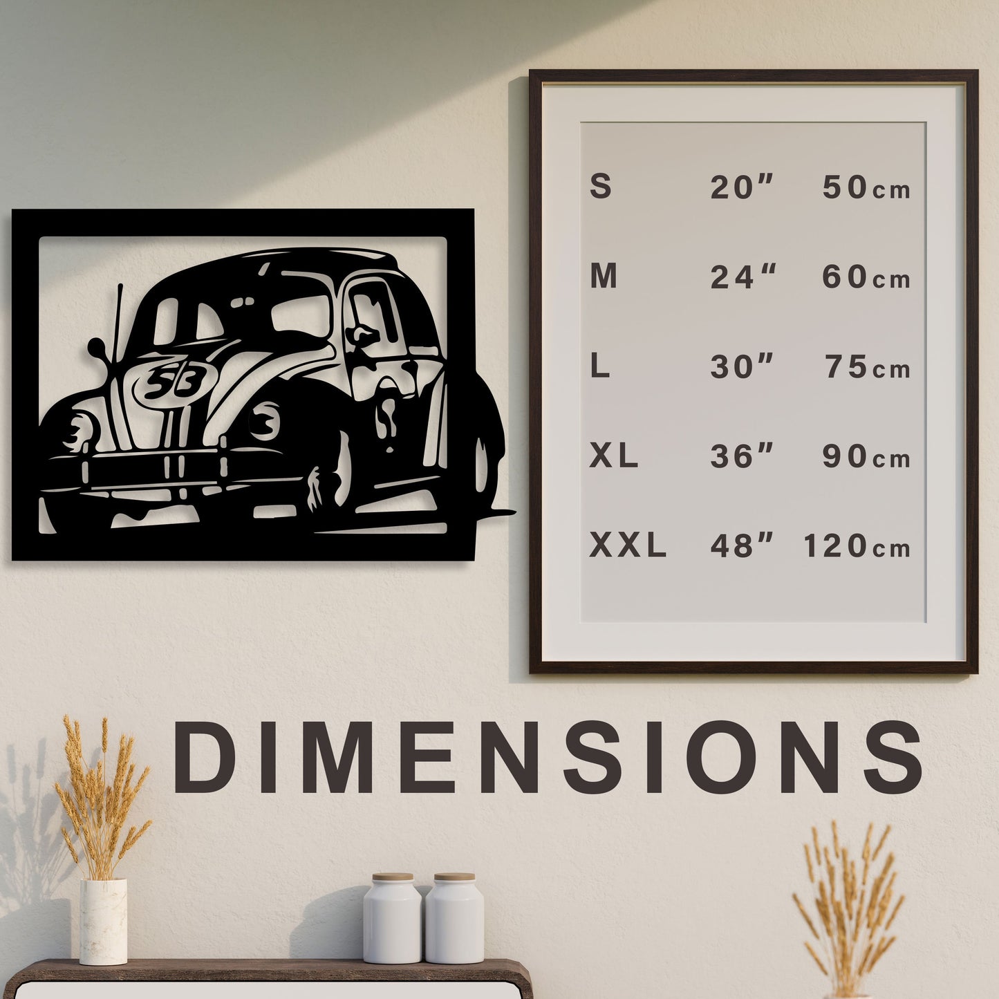 Beetle Metal Wall Art, Car Lovers Unique Metal Wall Decor, Garage Metal Wall Sign, Easy to Hang, Beetle Fans Birthday Gift, Bedroom Wall Art
