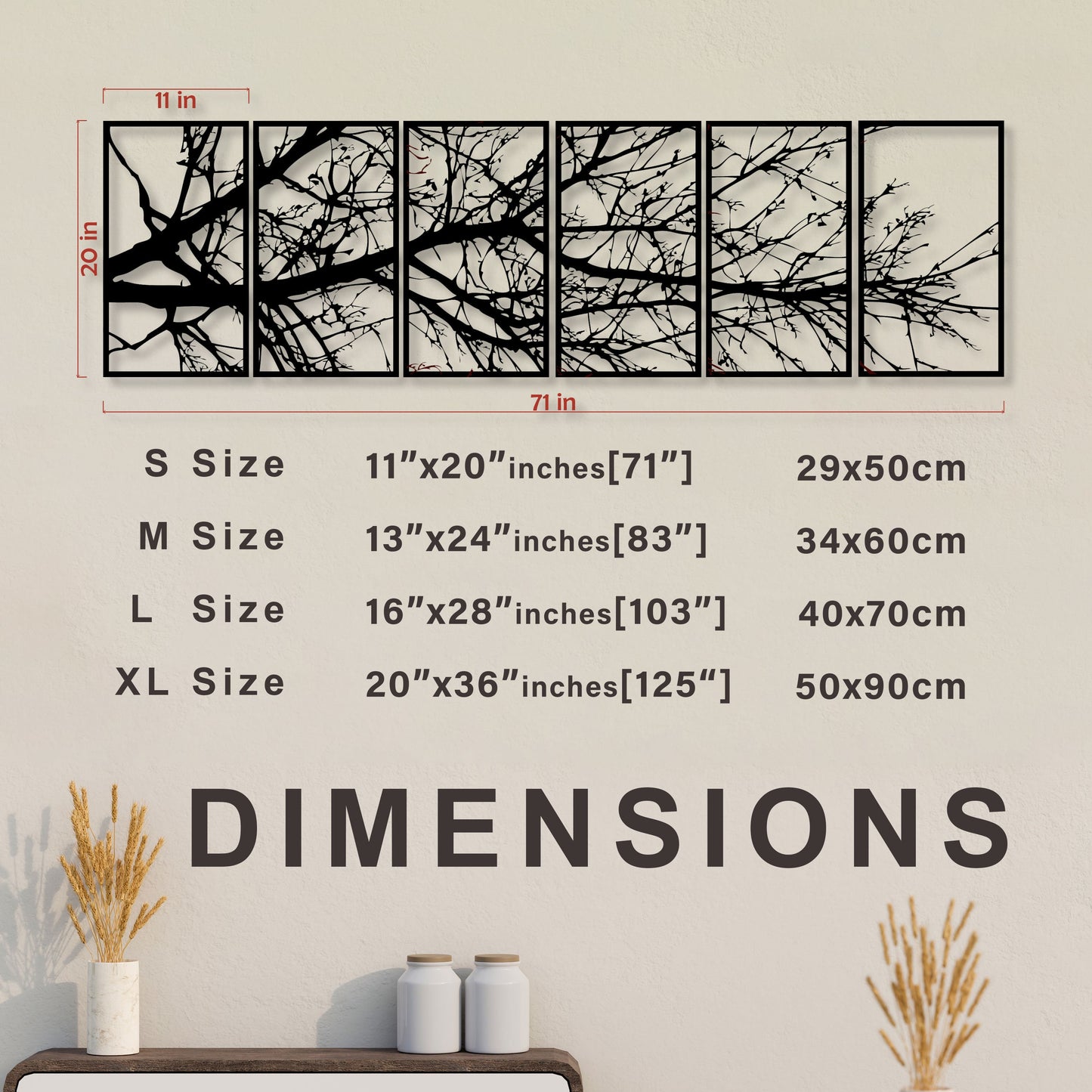 Tree Metal Wall Art, Kitchen Metal Wall Decor, House Entry Metal Wall Art, 6 Pcs Tree Lovers Gift, Unique Birthday Gift, Hosewarming Gift