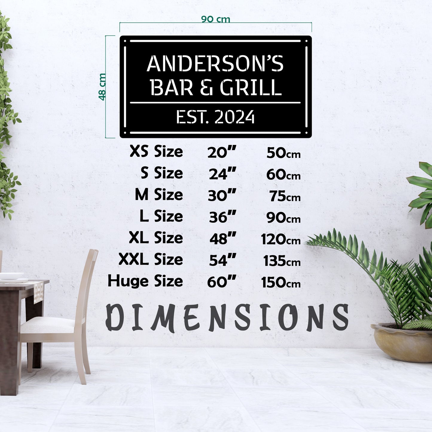 Bar And Grill Sign, Personalized Villa Name Sign, Custom Metal Family Name Art, Best Anniversary Gift, Gift For Family, Personalized Gift