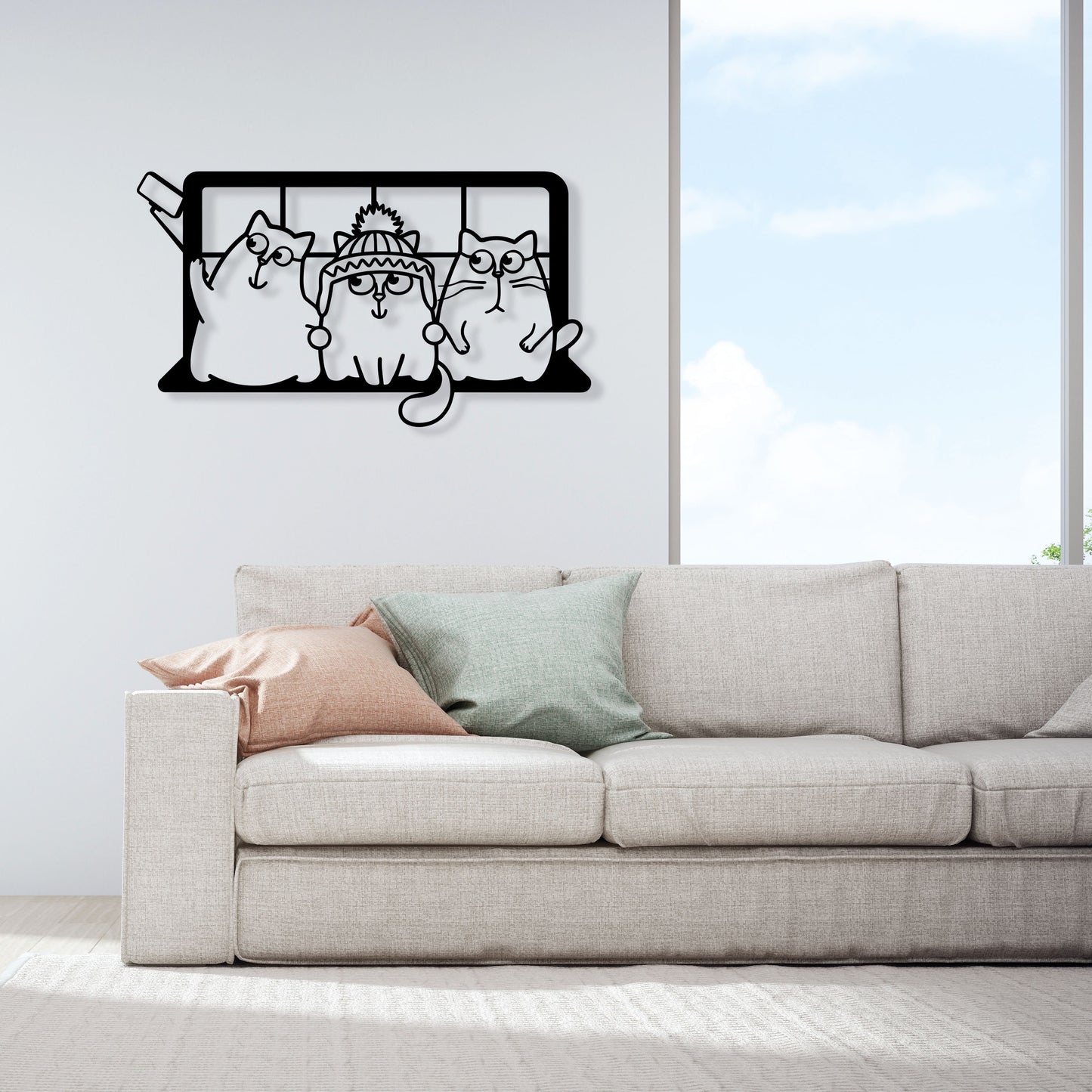 Cats Taking Selfies Metal Wall Art, Cat Lovers Birthday Gift, Nordic Cat Wall Art, Cat House Wall Art, Childsroom Door Sign, Christmas Gift