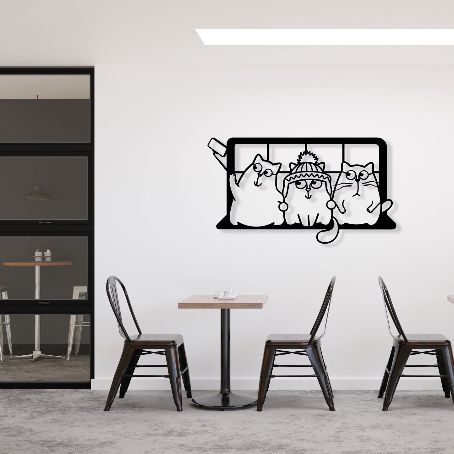 Cats Taking Selfies Metal Wall Art, Cat Lovers Birthday Gift, Nordic Cat Wall Art, Cat House Wall Art, Childsroom Door Sign, Christmas Gift
