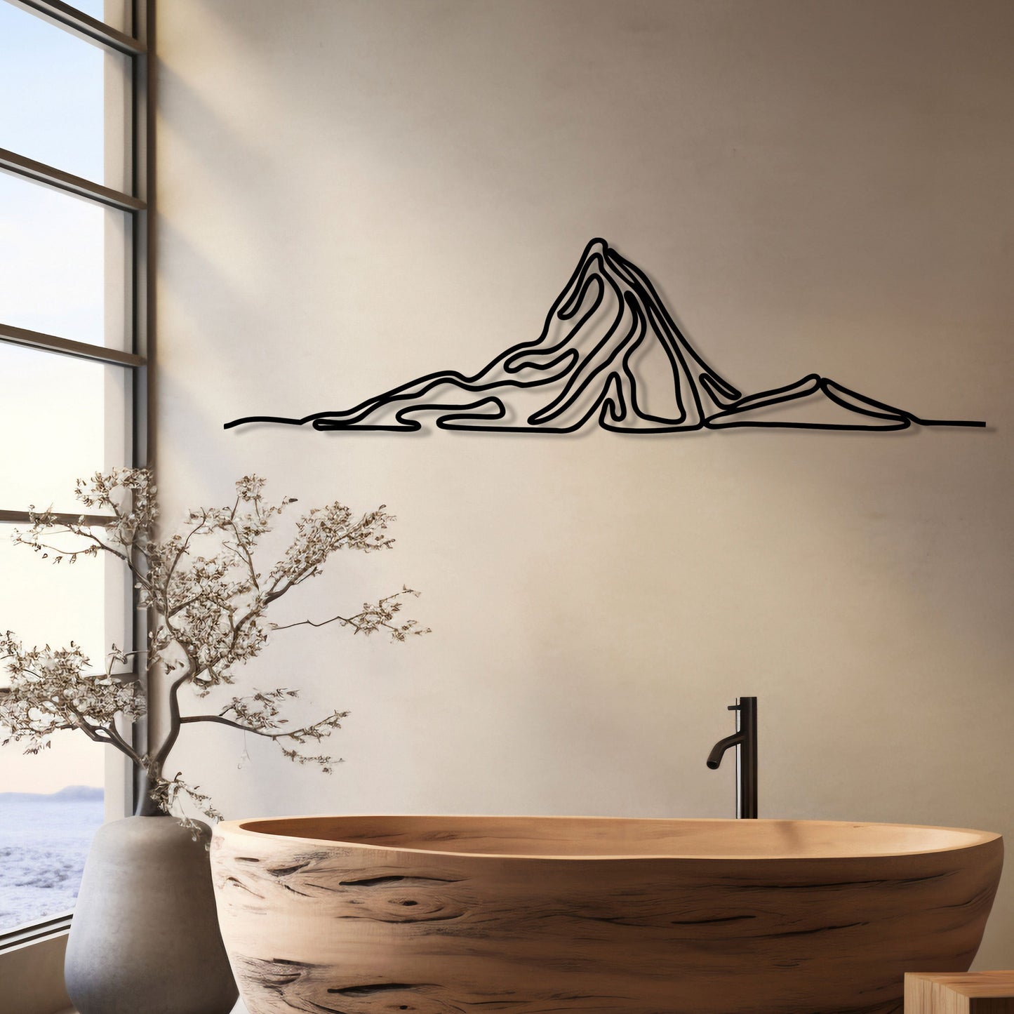 Metal Mountain Wall Art, Minimalist Metal Line Art, Moden Metal Home Decor, Headboard Wall Art, Unique Birthday Gift, Valentine's Day gift