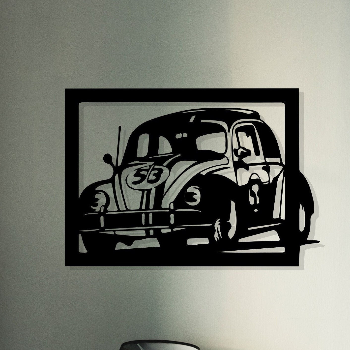 Beetle Metal Wall Art, Car Lovers Unique Metal Wall Decor, Garage Metal Wall Sign, Easy to Hang, Beetle Fans Birthday Gift, Bedroom Wall Art
