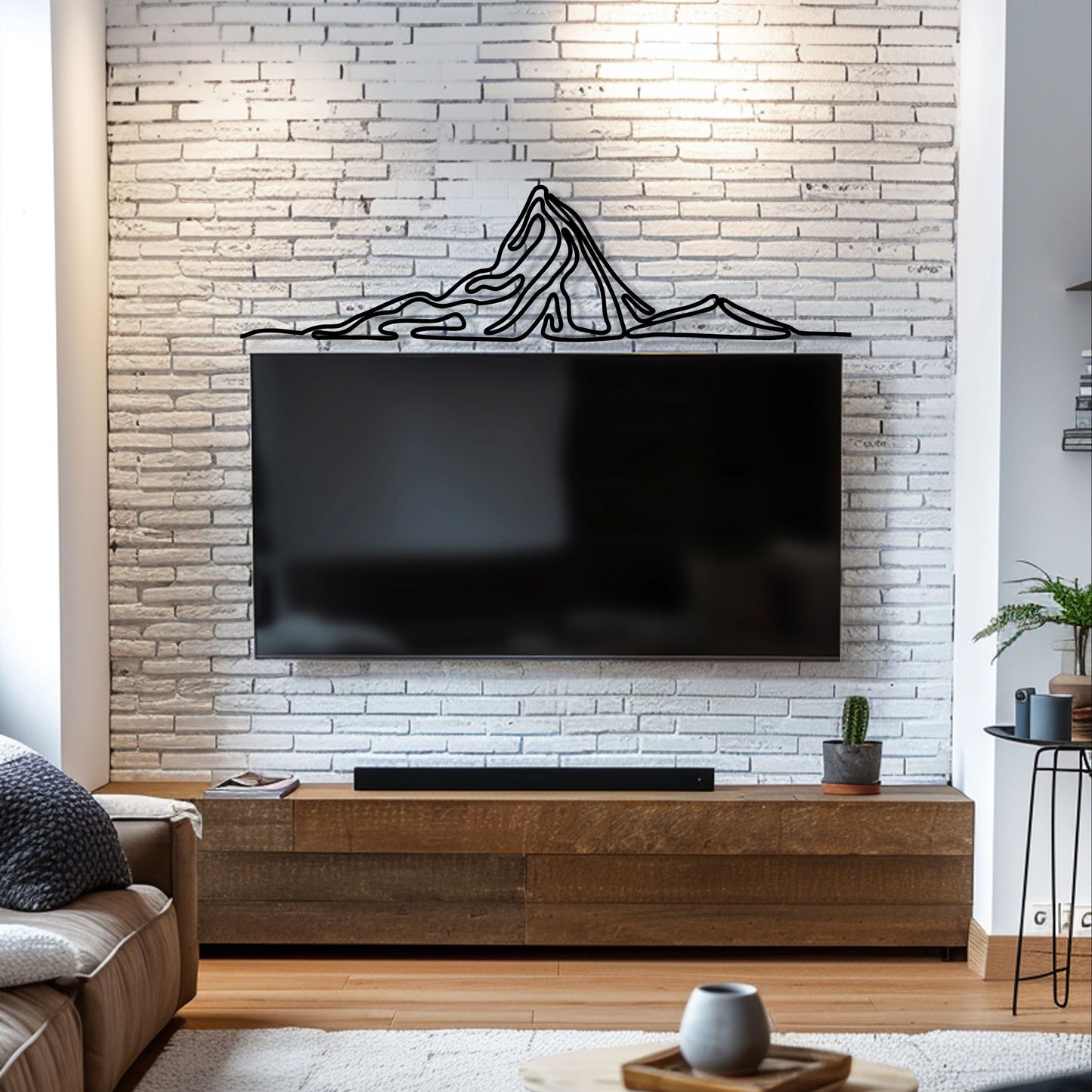 Metal Mountain Wall Art, Minimalist Metal Line Art, Moden Metal Home Decor, Headboard Wall Art, Unique Birthday Gift, Valentine's Day gift