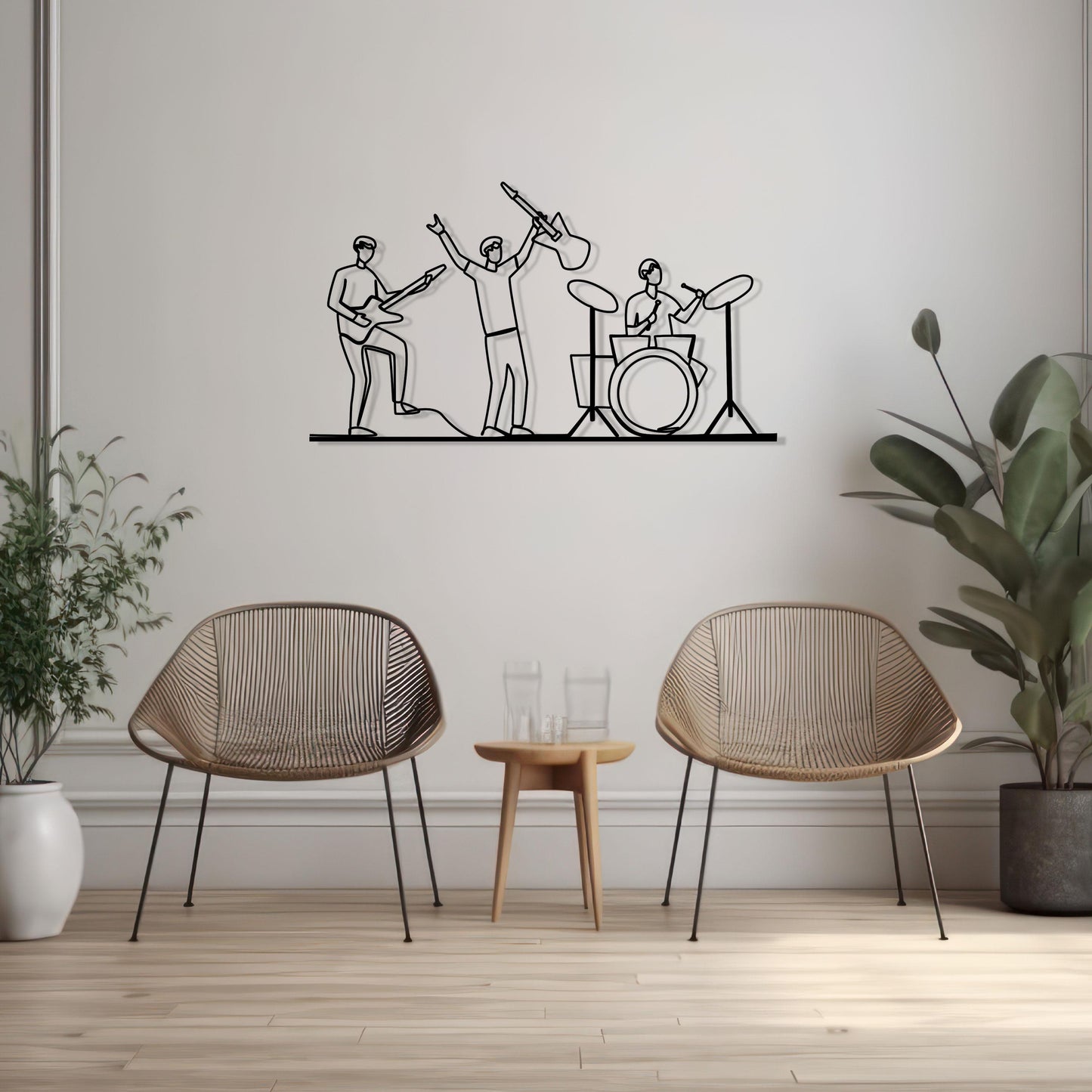 Music Band Metal Wall Art - Rock n Roll Metal Line Home Wall Decor - Unique Gift for Music Lovers - Gift For Musican - Valentine's Day gift