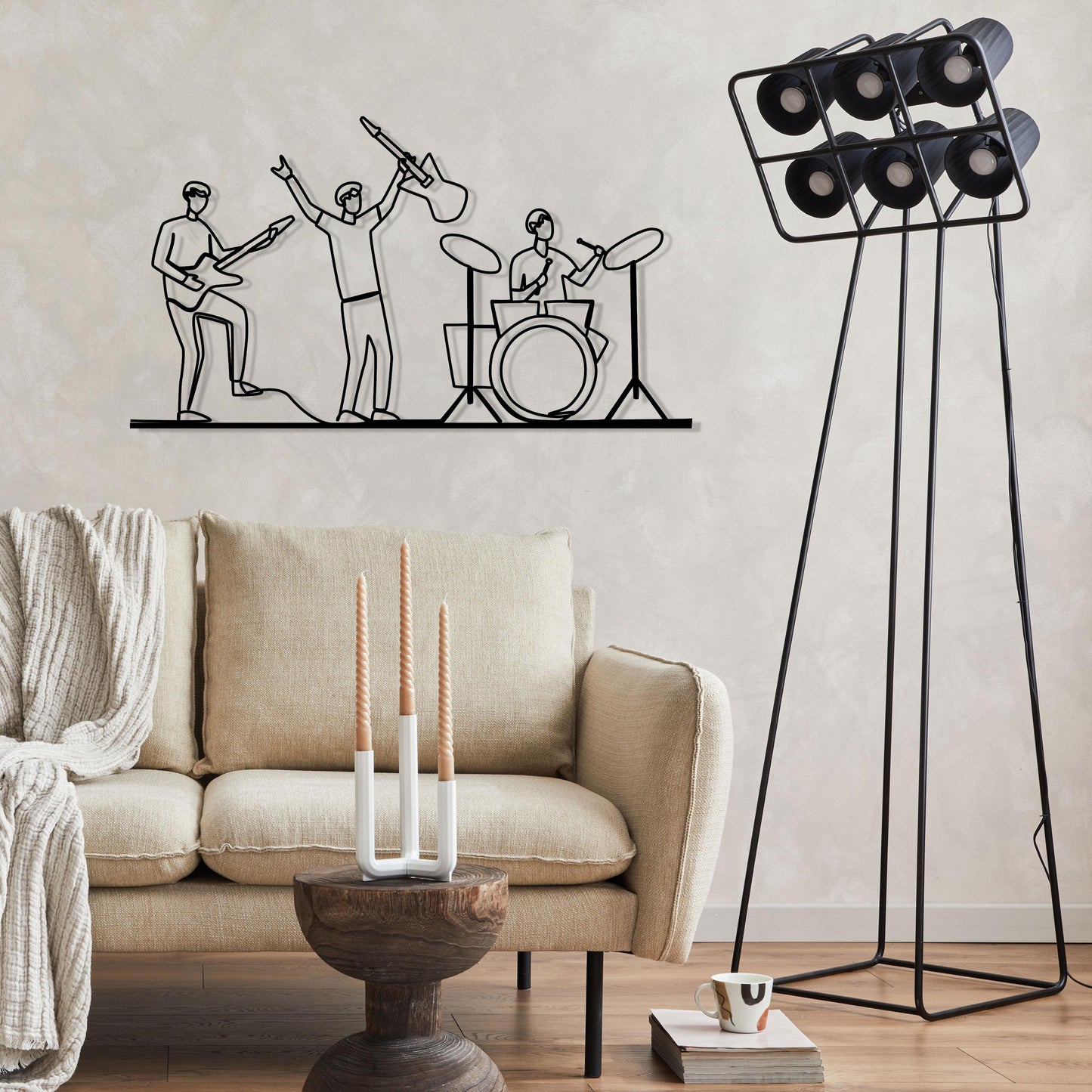 Music Band Metal Wall Art - Rock n Roll Metal Line Home Wall Decor - Unique Gift for Music Lovers - Gift For Musican - Valentine's Day gift