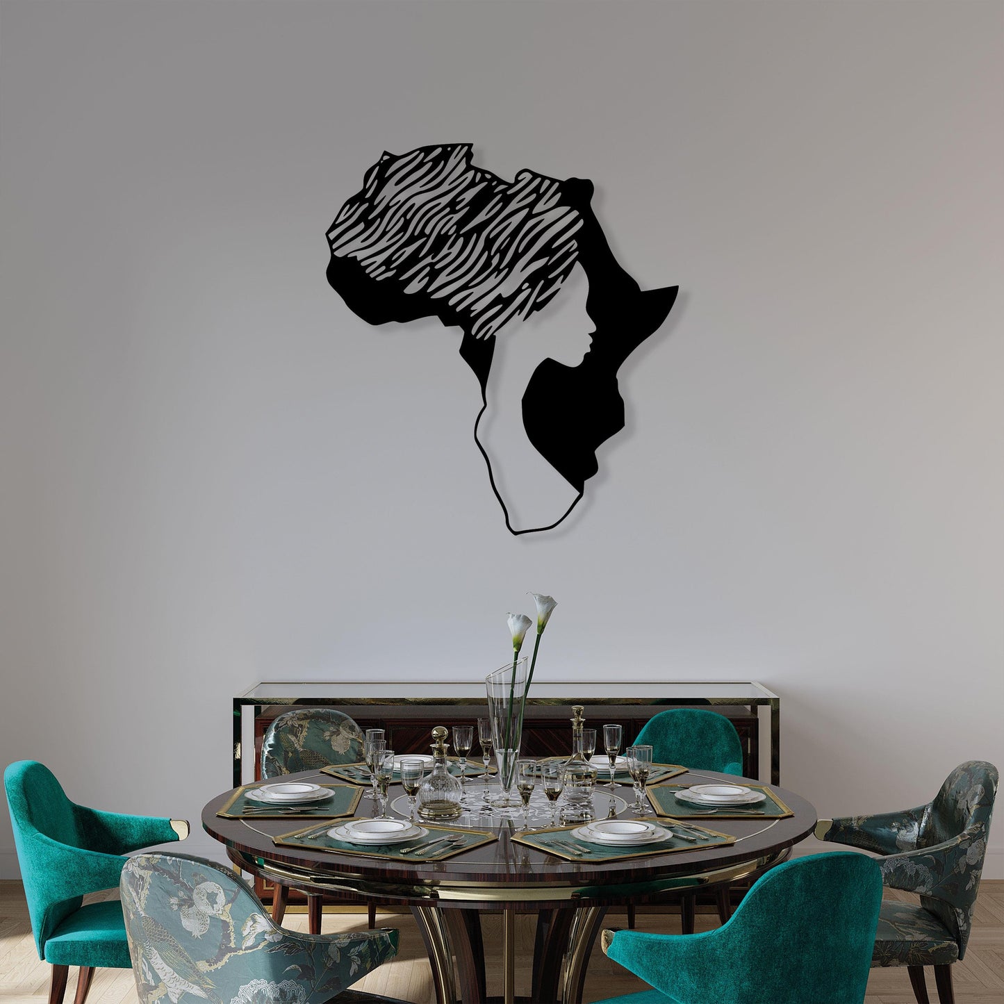 Worldmap African Woman Metal Wall Art, Kitchen Metal Home Wall Decor, Unique Birthday Gift, Housewarming Gift, Christmas Gift, iconic decor
