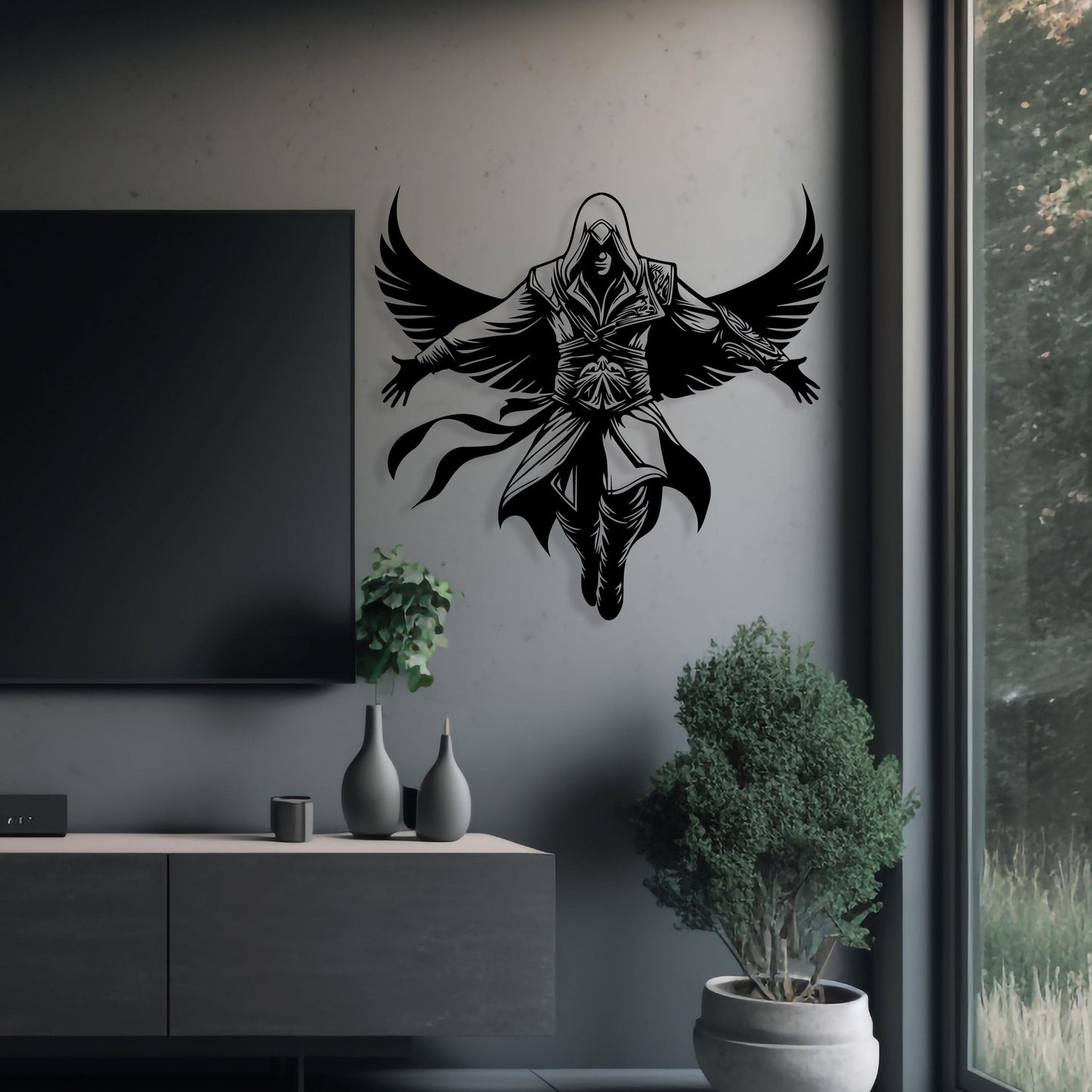 Assassin Metal Wall Art, Gamer Room Wall Decor, Bedroom Wall Art, Iconic Metal Wall Art, Unique Birthday Gift, Christmas Gift, Gift For Her