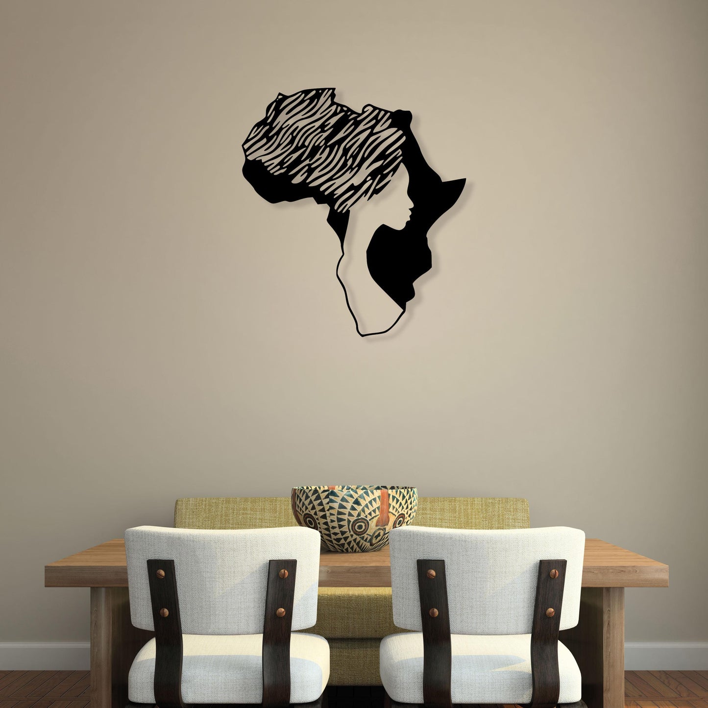 Worldmap African Woman Metal Wall Art, Kitchen Metal Home Wall Decor, Unique Birthday Gift, Housewarming Gift, Christmas Gift, iconic decor