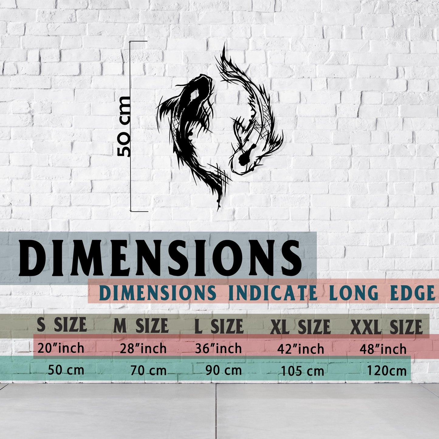 Yin Yang Koi Fish Metal Wall Art, Yoga Room Wall Decor, Unique Birthday Gift, Zen Wall Decor, Living Room Wall Decor, Valentine's Day Gift