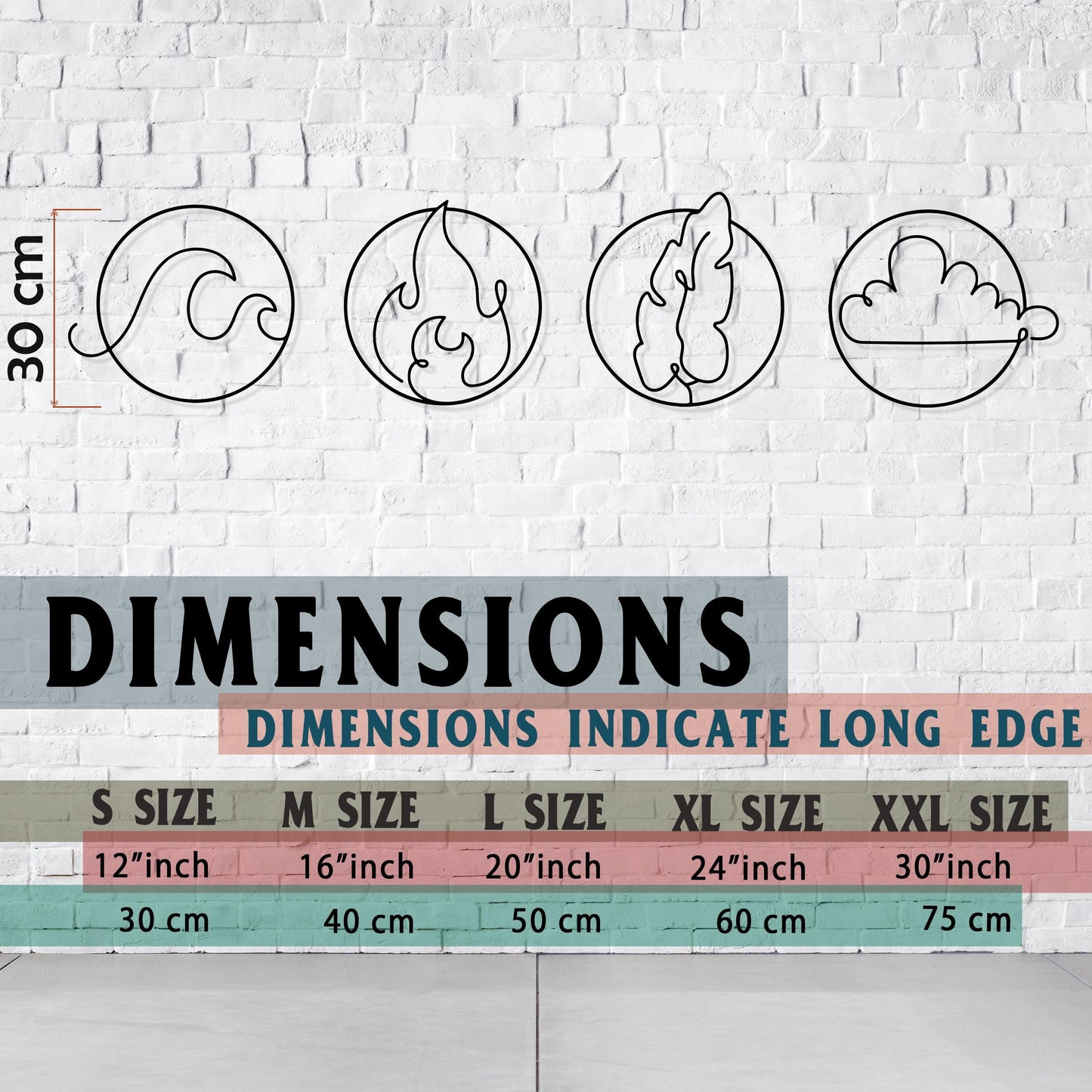 Four Elements Metal Line Art, Boho Style Wall Art, Unique Birthday Gift, Yoga Room Metal Wall Decor, Bedroom Wall Art, Valentine's Day gift