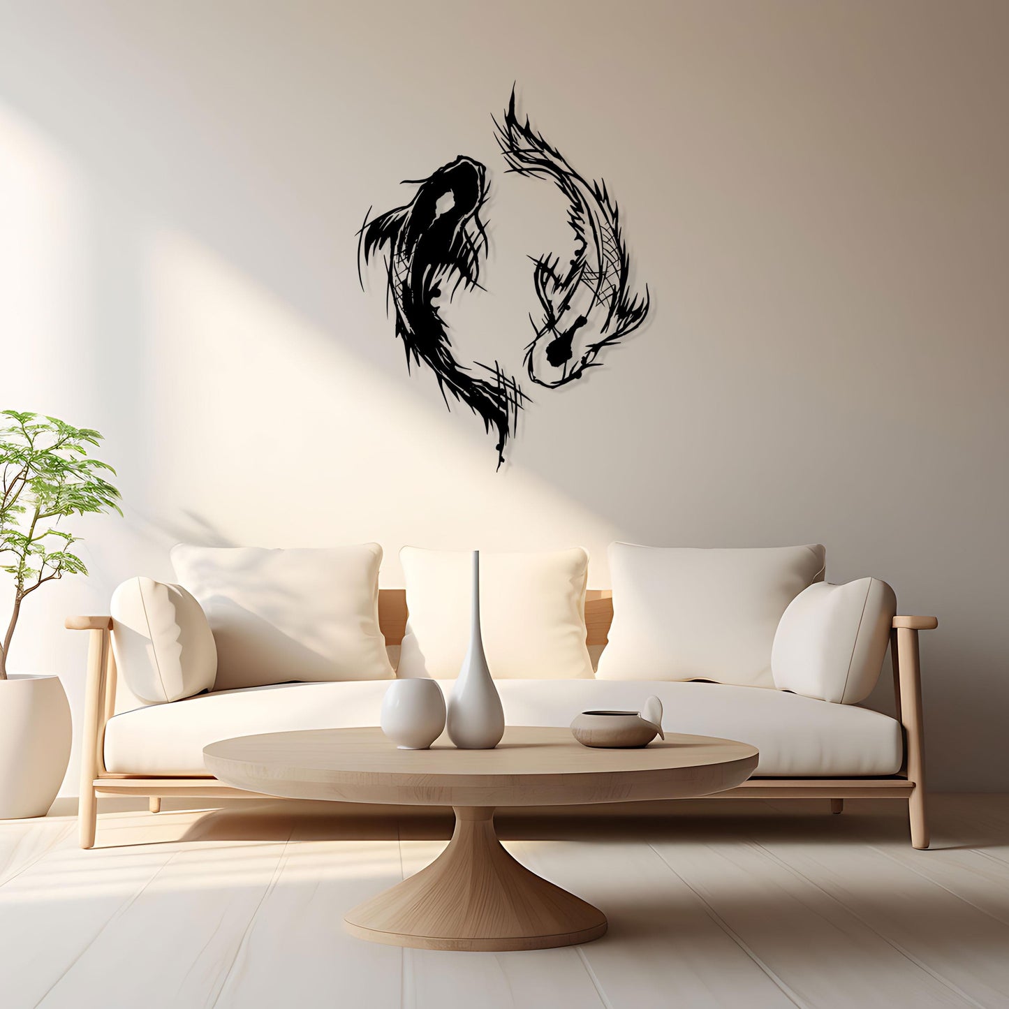 Yin Yang Koi Fish Metal Wall Art, Yoga Room Wall Decor, Unique Birthday Gift, Zen Wall Decor, Living Room Wall Decor, Valentine's Day Gift