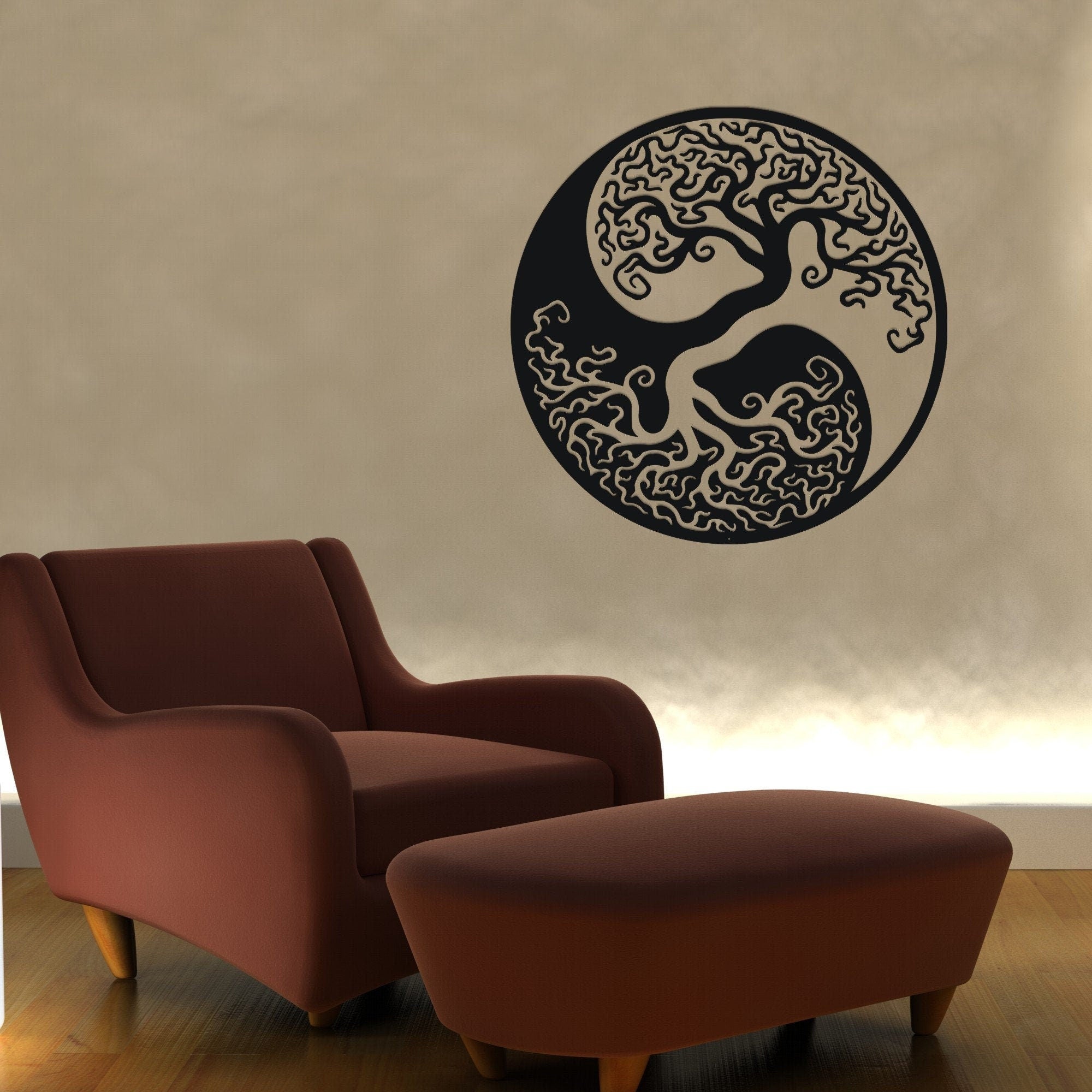 Tree Of Life Metal Wall Art, Ying Yang Tree Of Life Metal Decor, Yoga Lovers Birthday Gift, Livingroom Wall Art, Christmas Gift for Mom
