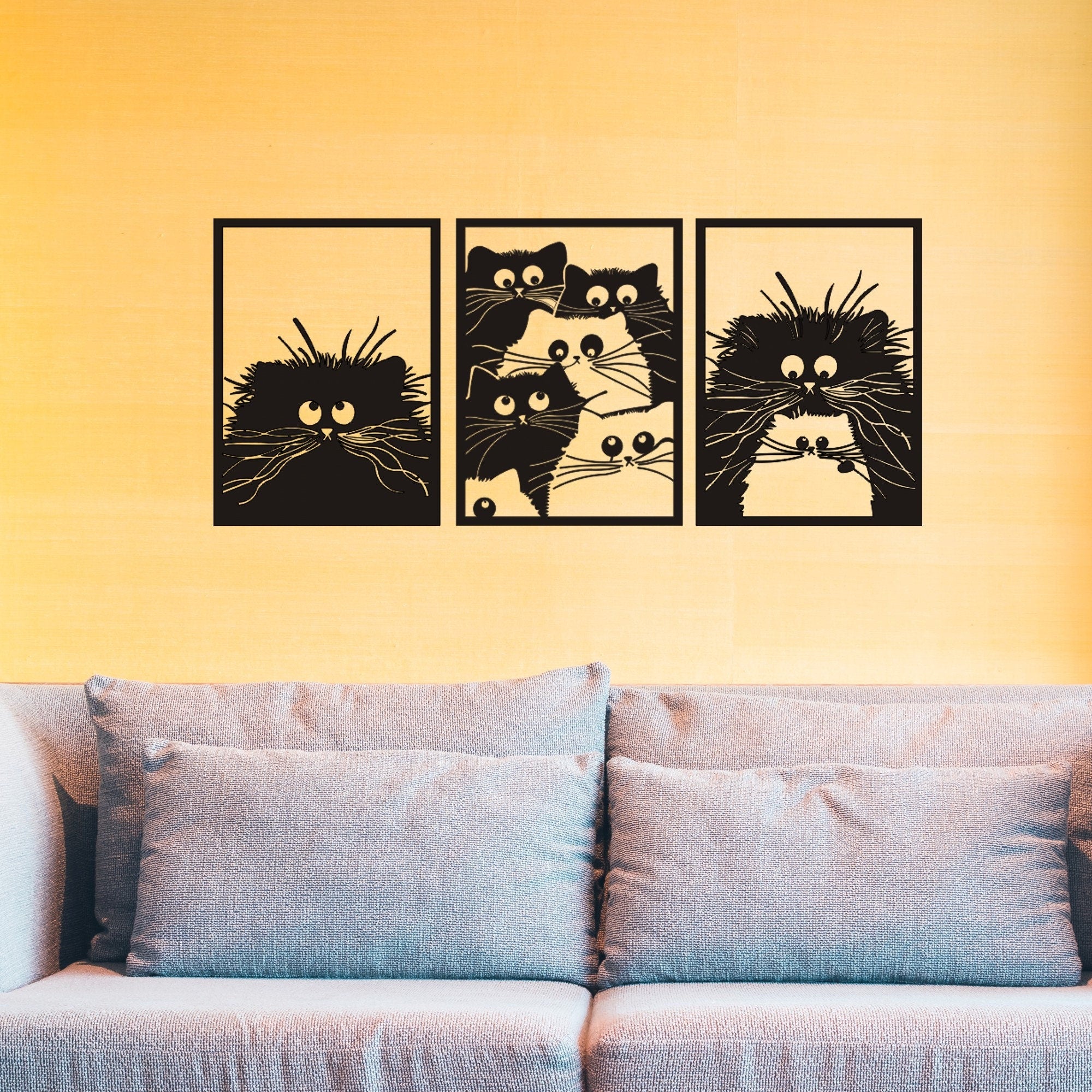 Nordic Cat Metal Metal Wall Art, Childroom Metal Wall Decor, Cat lovers Unique Gift, Best Anniversary Gift, Gift For Family, Christmas Gift