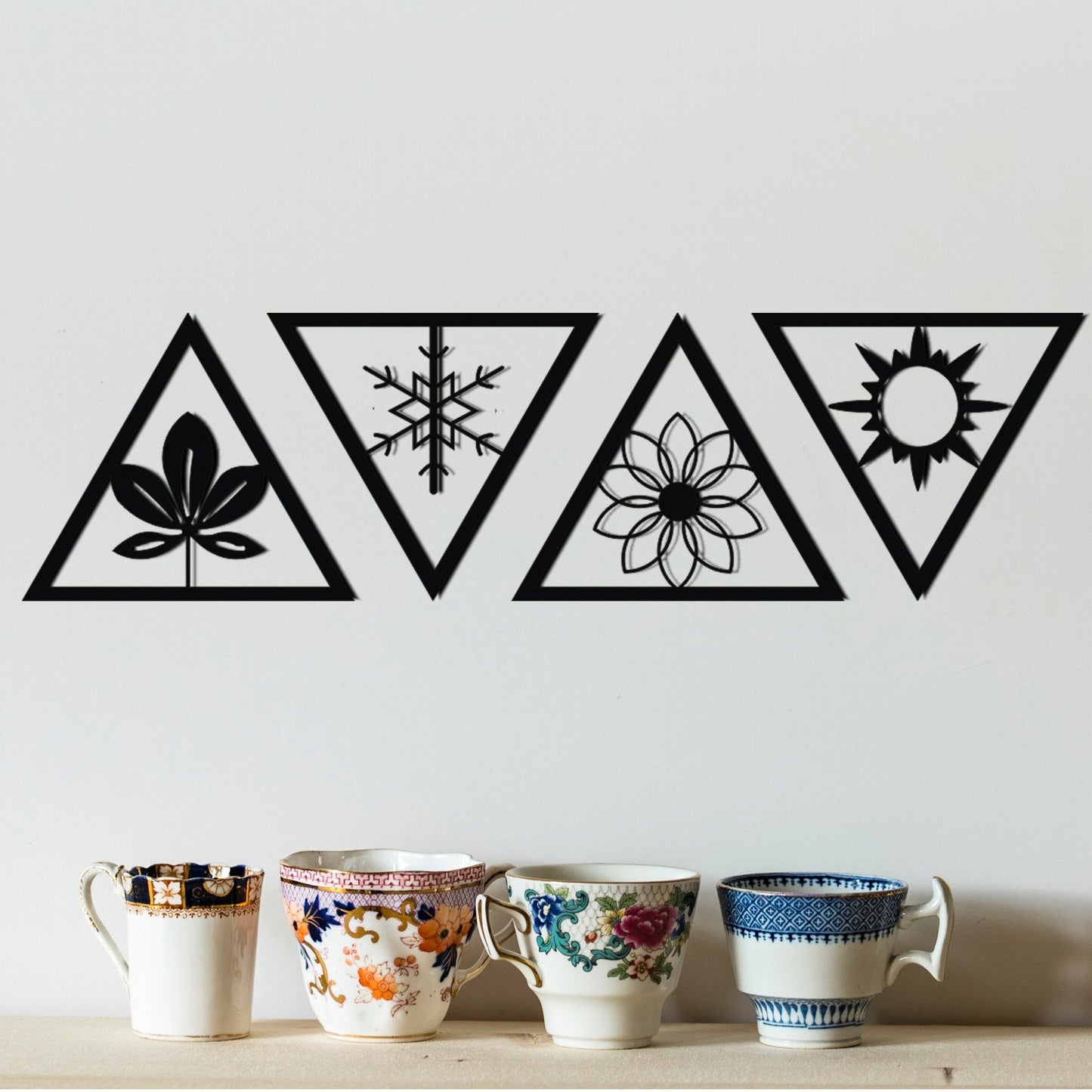 Four Seasons Metal Wall Art -Yoga Room Metal Wall Decor - Unique Birthday Gift - Housewaming Gift - Gift for Her - Outdoor Metal Wall Art