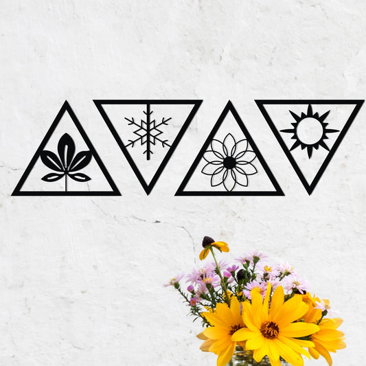 Four Seasons Metal Wall Art -Yoga Room Metal Wall Decor - Unique Birthday Gift - Housewaming Gift - Gift for Her - Outdoor Metal Wall Art