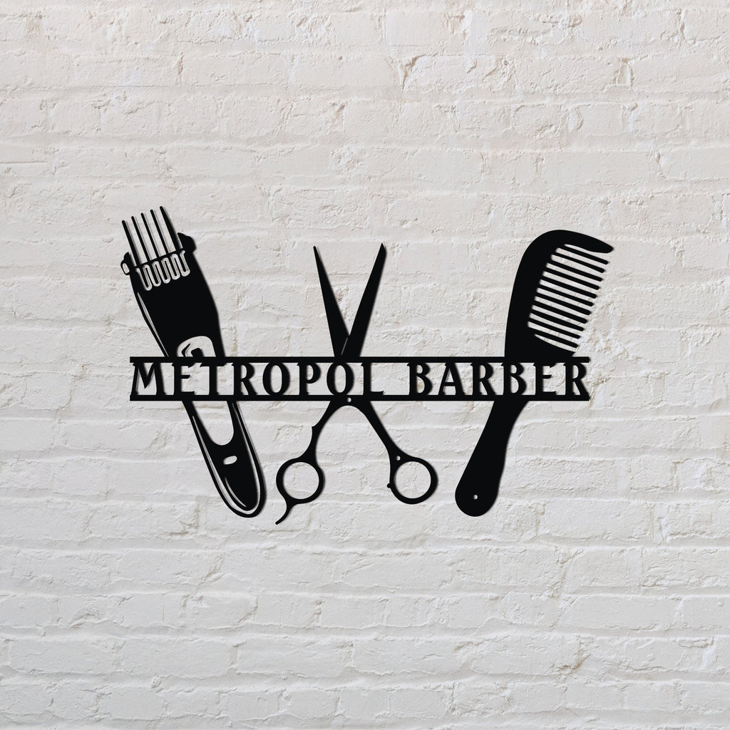 Personalized Metal Barber Shop Sign, Custom Hairdresser Metal Wall Decor, Personalized Beauty Centre Metal Wall Art, Christmas Gift