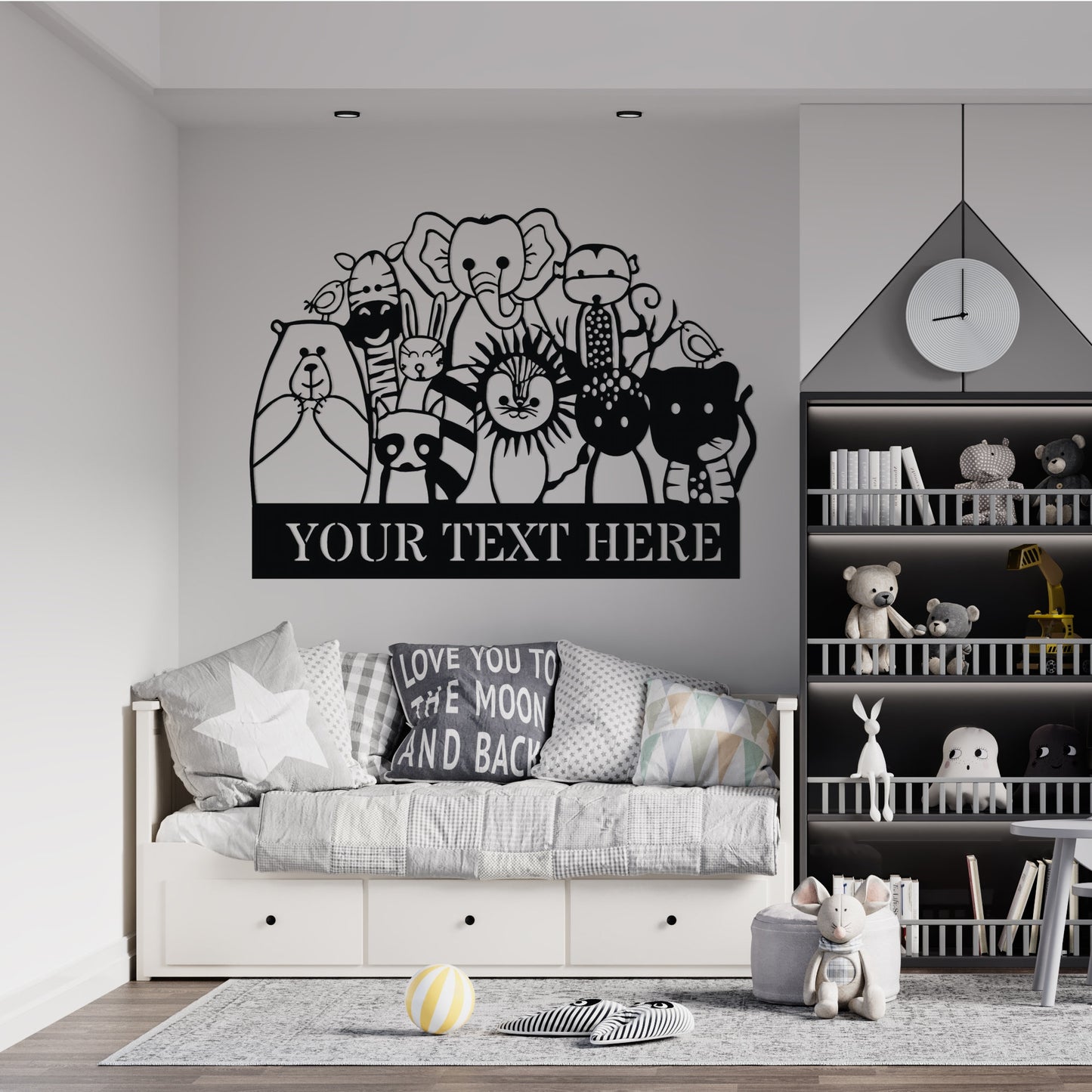 Personalized Metal Child Room Name Sign, Custom Kindergarten Name Sign, Kidsroom Door Wall Decor, Christmas Gift for Child, animal name sign