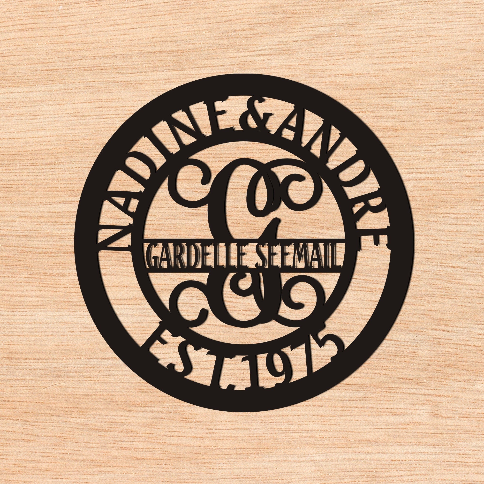 Personalized Monogram Metal Name Sign, Custom Metal Name Sign,