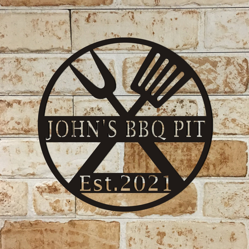 Personalized Grill Metal Decor, Custom Metal Sign, Personalized Bar Metal Sign, Christmas Gift, BBQ Sign, Restaurant Name Metal Sign