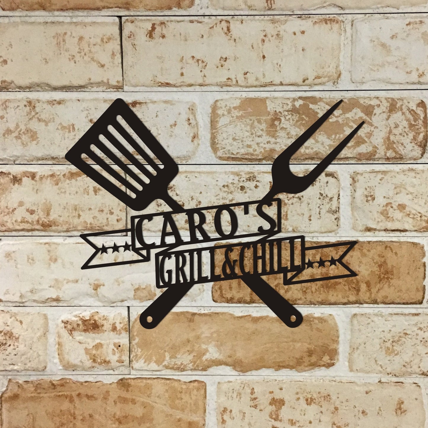 Personalized Grill Backyard Sign, BBQ Lovers CustomMetal Sign, Unique Bar Sign, Christmas Gift, Custom Metal BBQ Sign, Large Metal Pub Sign